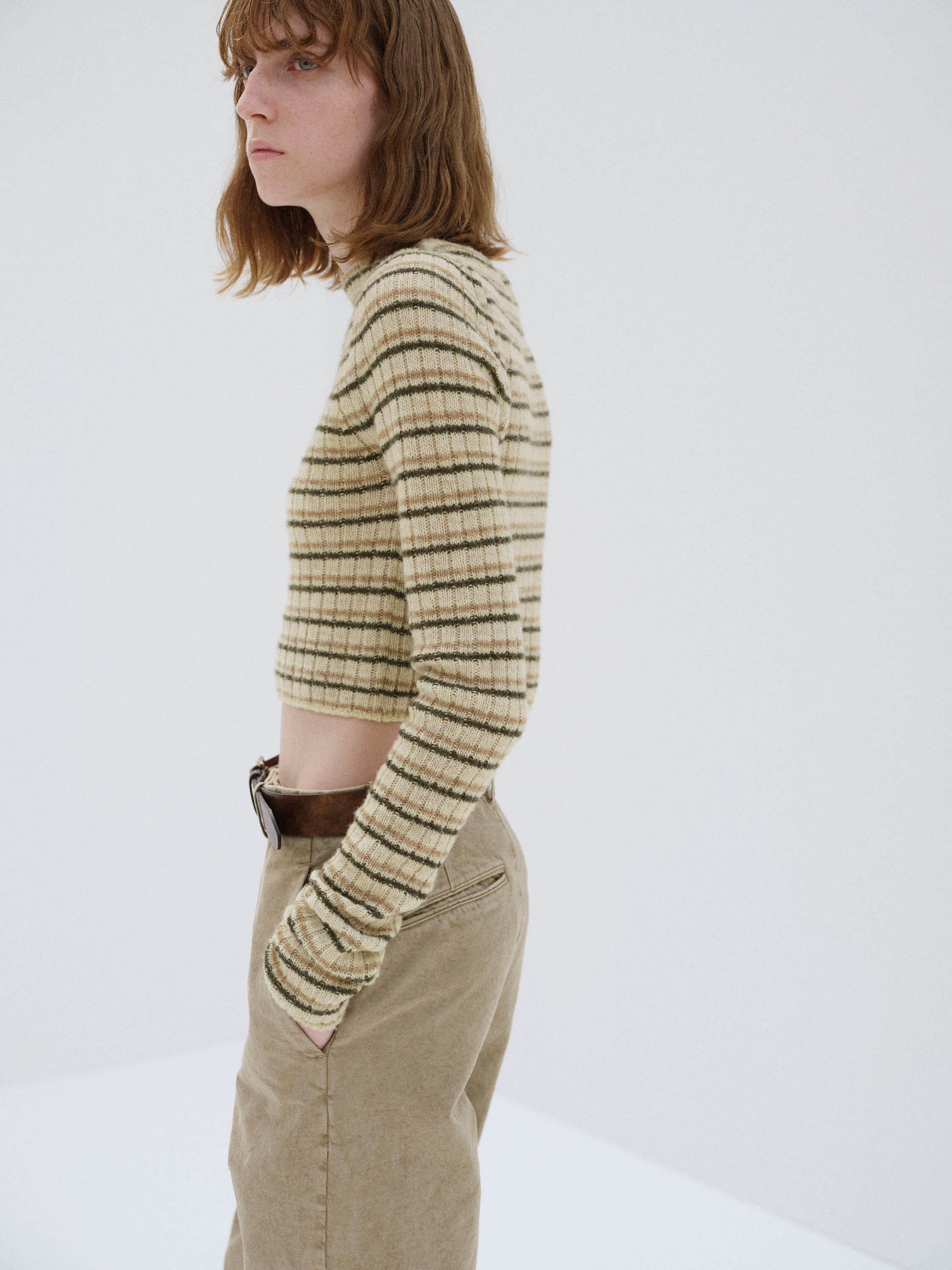 SHETLAND WOOL CASHMERE RIB KNIT BOAT-NECK P/O 詳細画像 BEIGE STRIPE 3