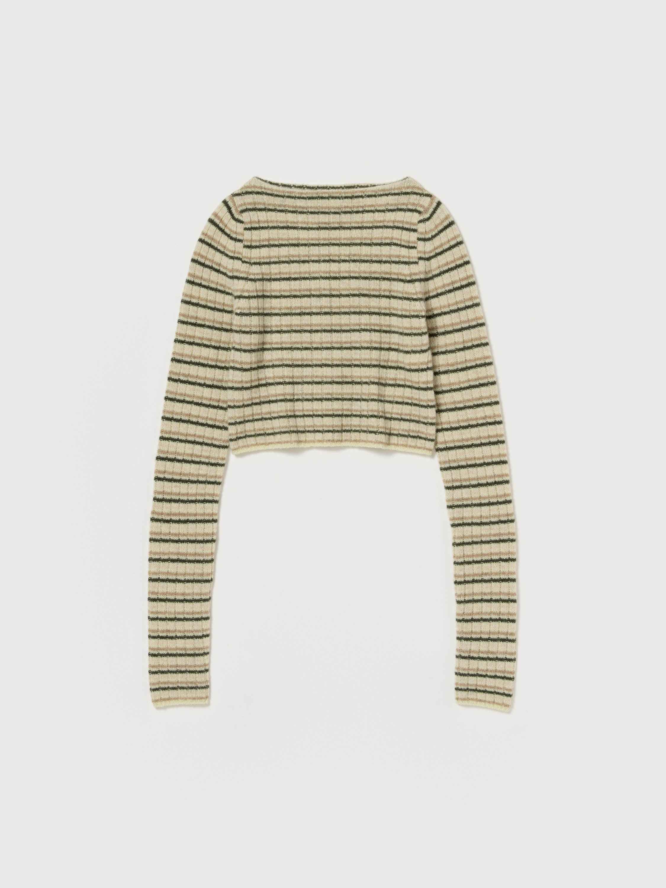SHETLAND WOOL CASHMERE RIB KNIT BOAT-NECK P/O 詳細画像 BEIGE STRIPE 5