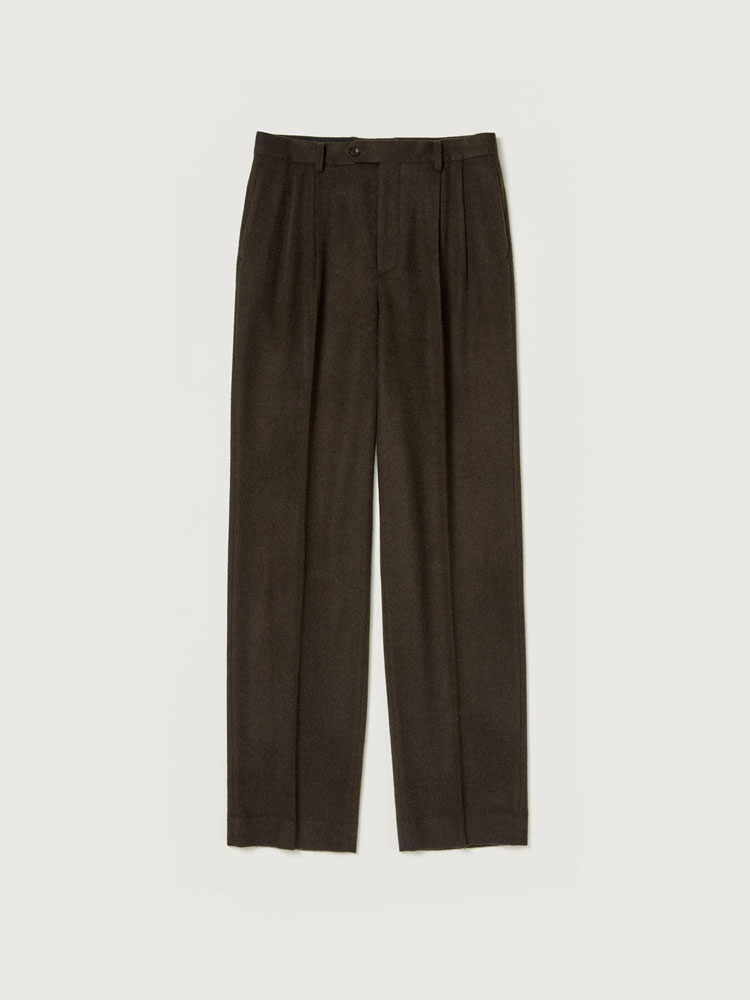 BABY CAMEL FLANNEL TWO-TUCK SLACKS