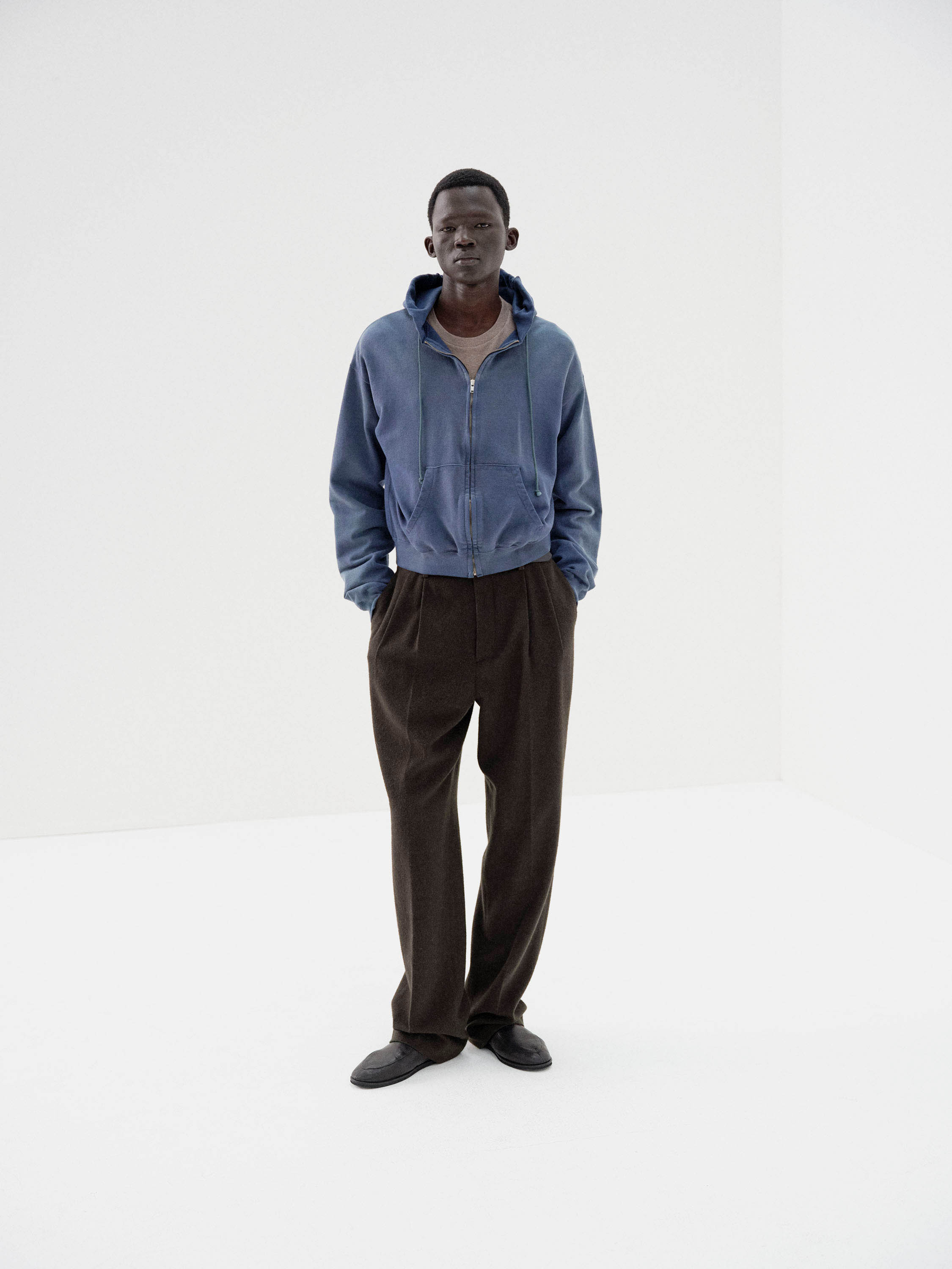 BABY CAMEL FLANNEL TWO-TUCK SLACKS 詳細画像 DARK BROWN 1