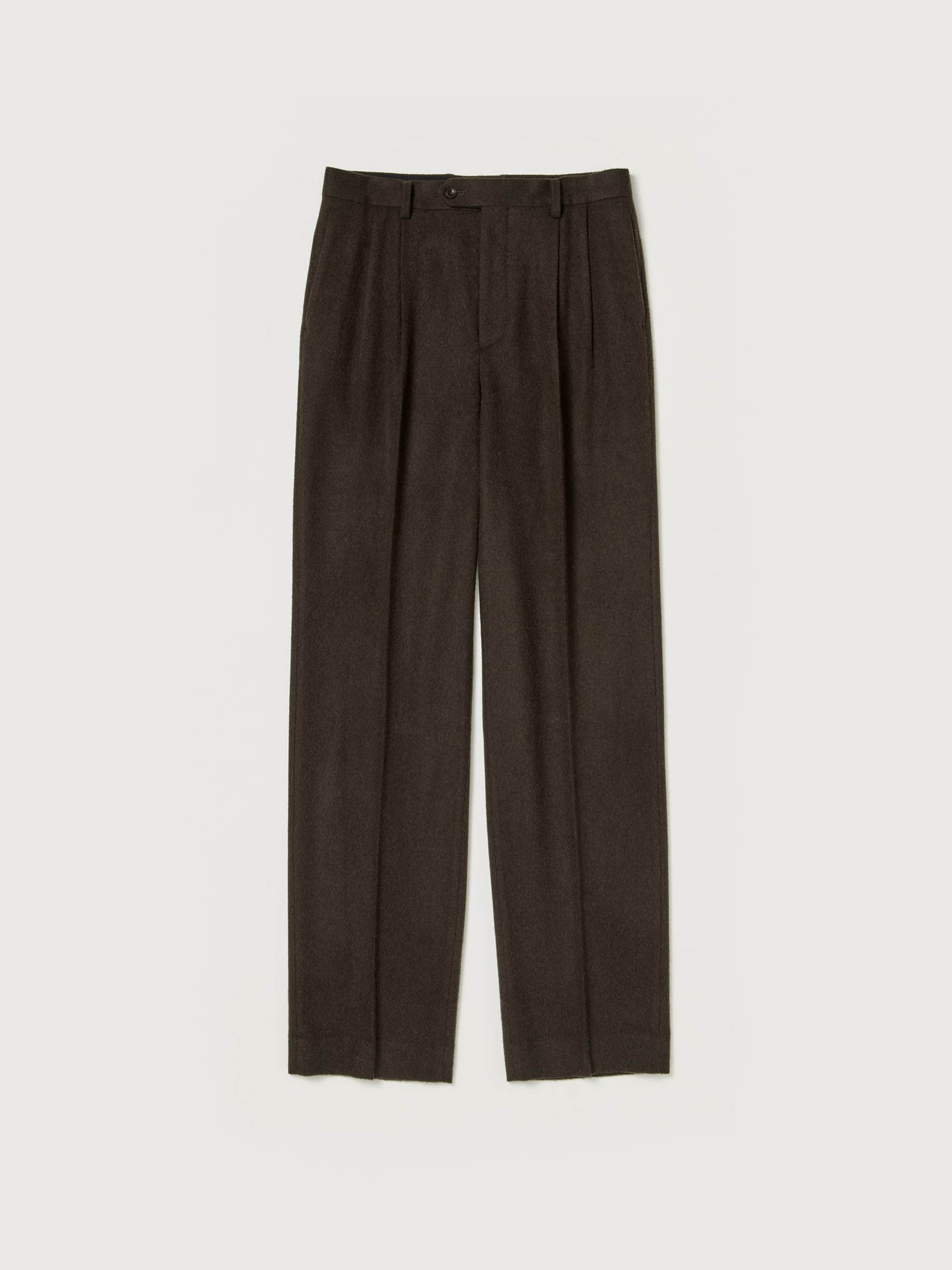BABY CAMEL FLANNEL TWO-TUCK SLACKS 詳細画像 DARK BROWN 5