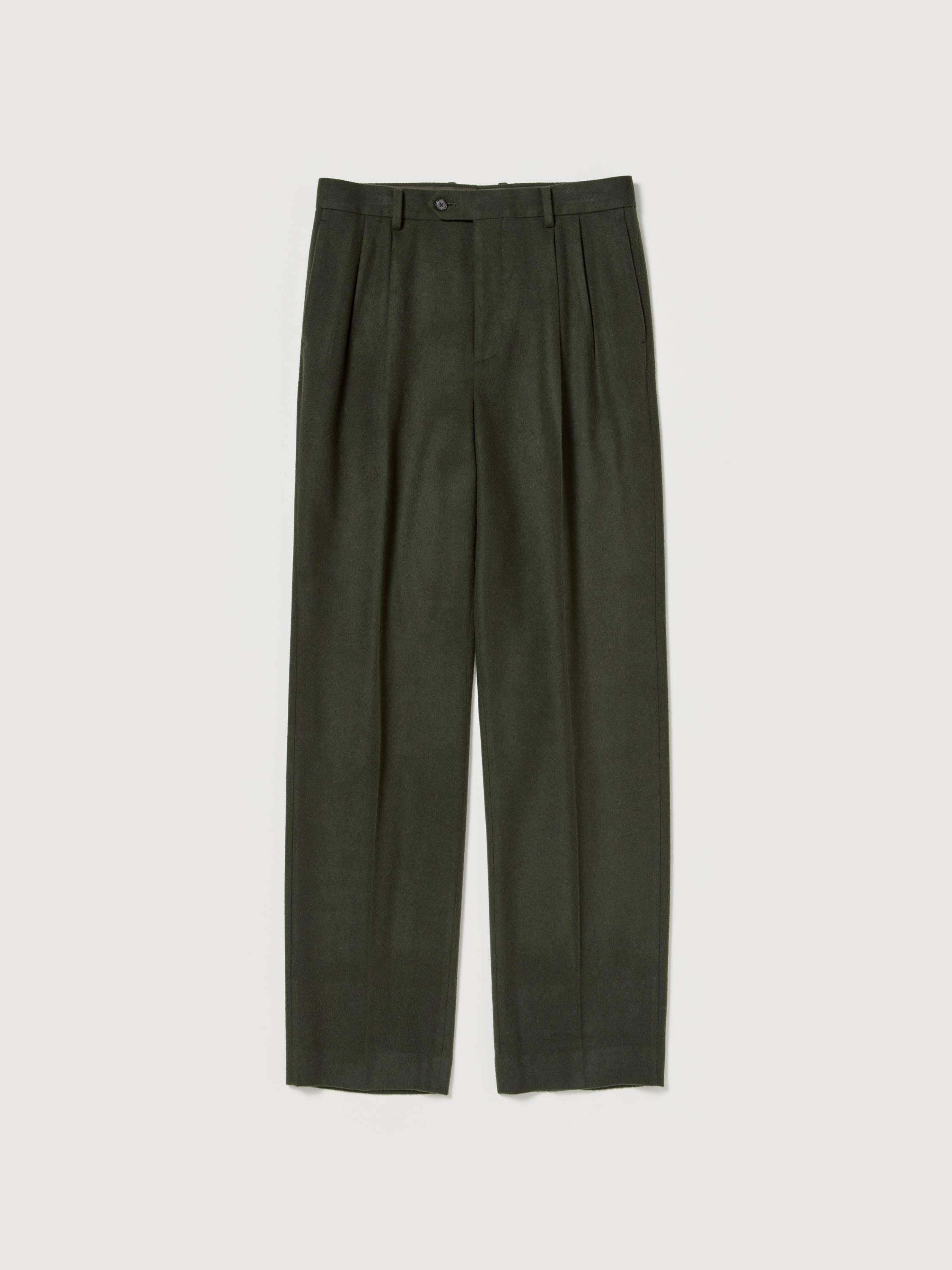 BABY CAMEL FLANNEL TWO-TUCK SLACKS 詳細画像 DARK OLIVE 1