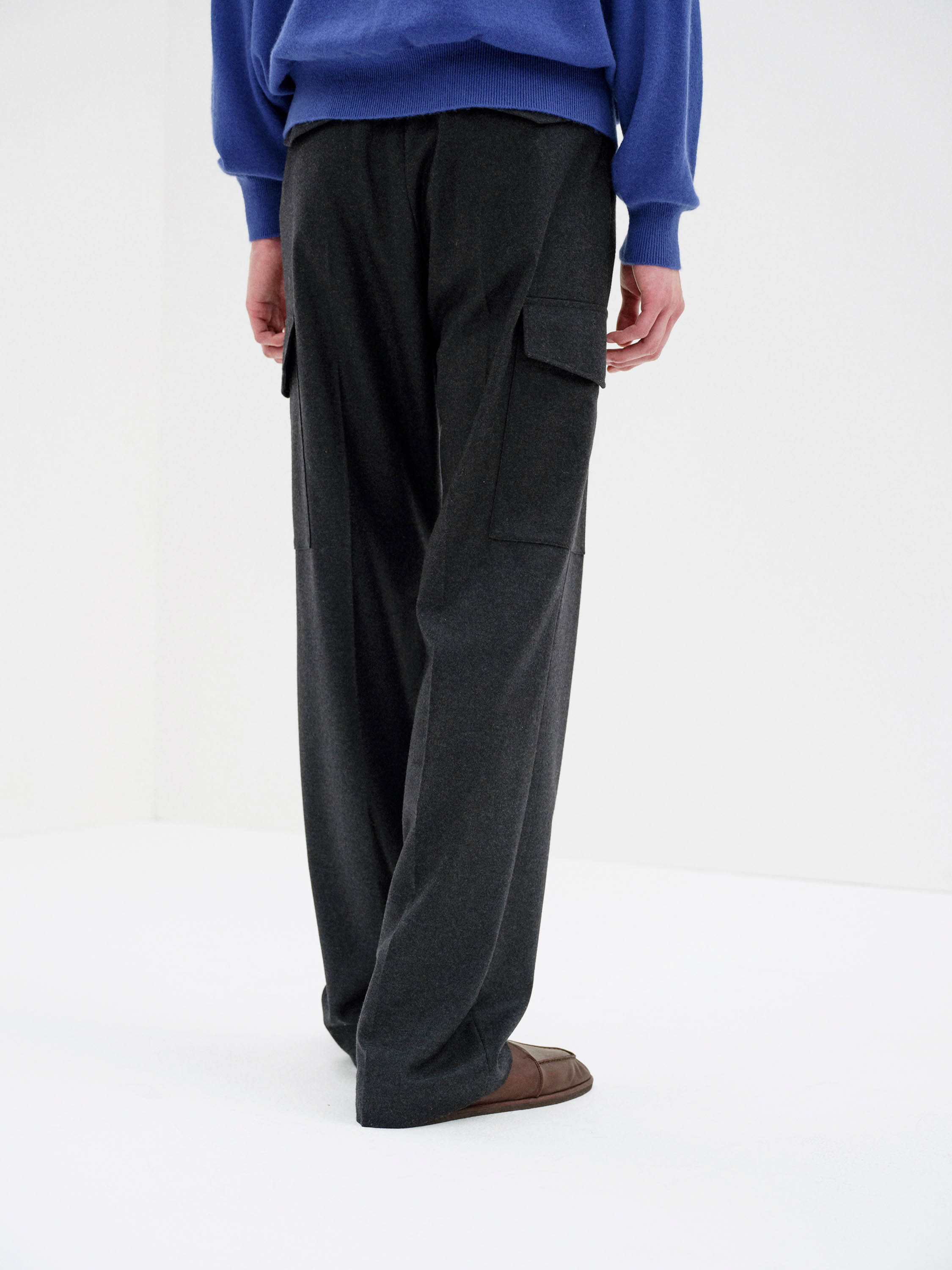 WOOL FULLING FLANNEL CARGO SLACKS 詳細画像 TOP CHARCOAL 4