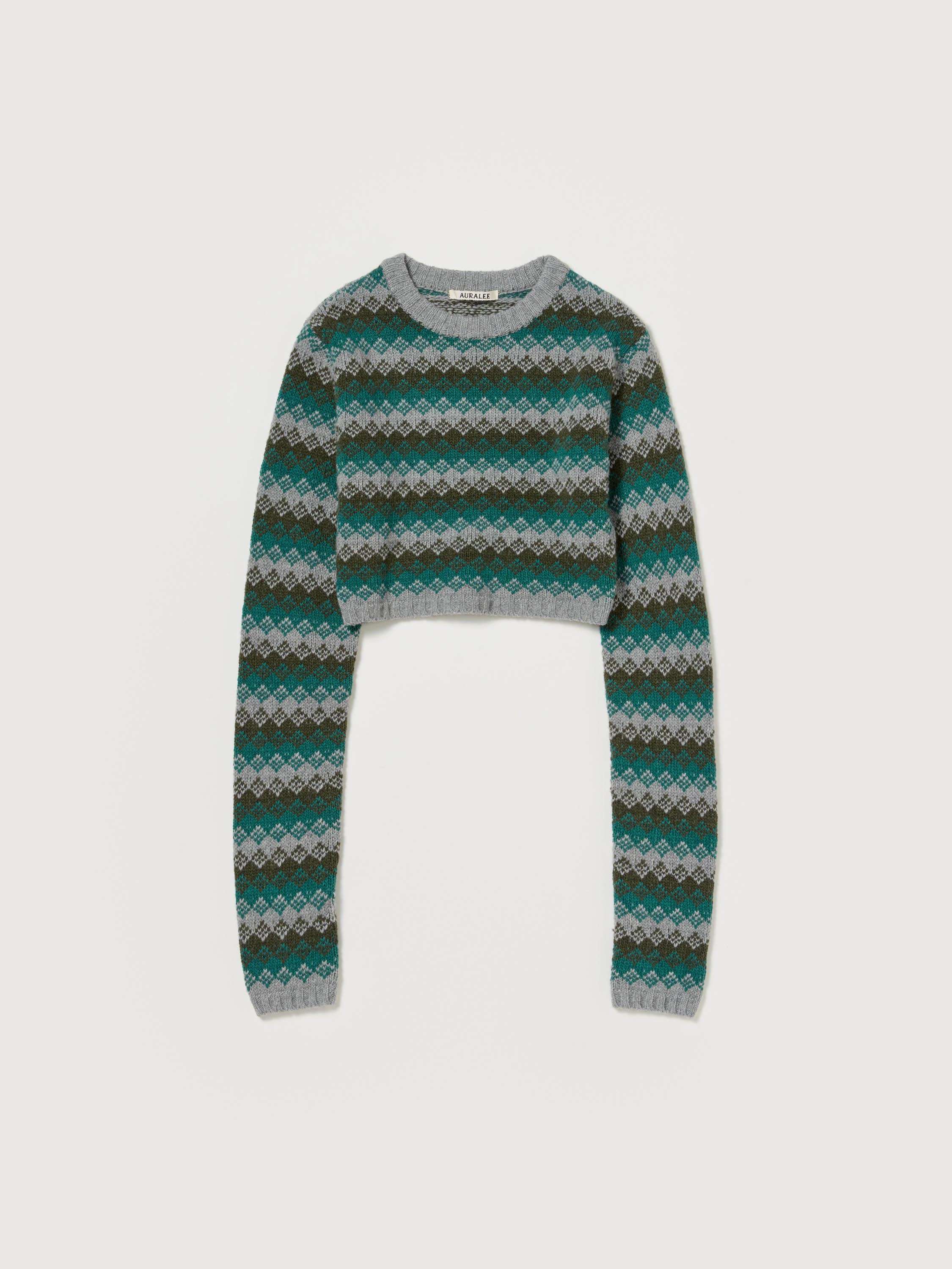 CASHMERE JACQUARD KNIT CROPPED P/O 詳細画像 GRAY GREEN 1