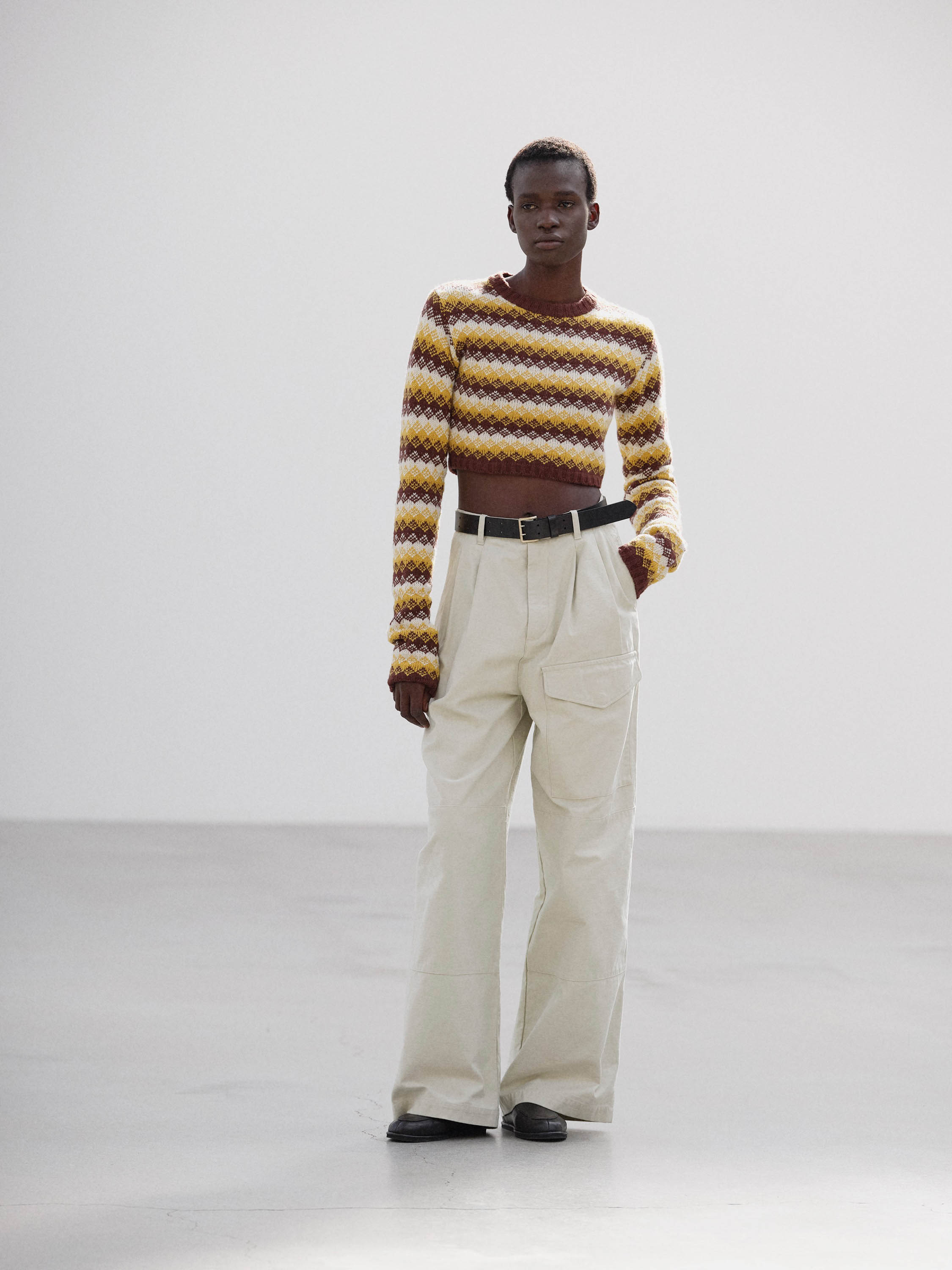 CASHMERE JACQUARD KNIT CROPPED P/O 詳細画像 BURGUNDY YELLOW 2