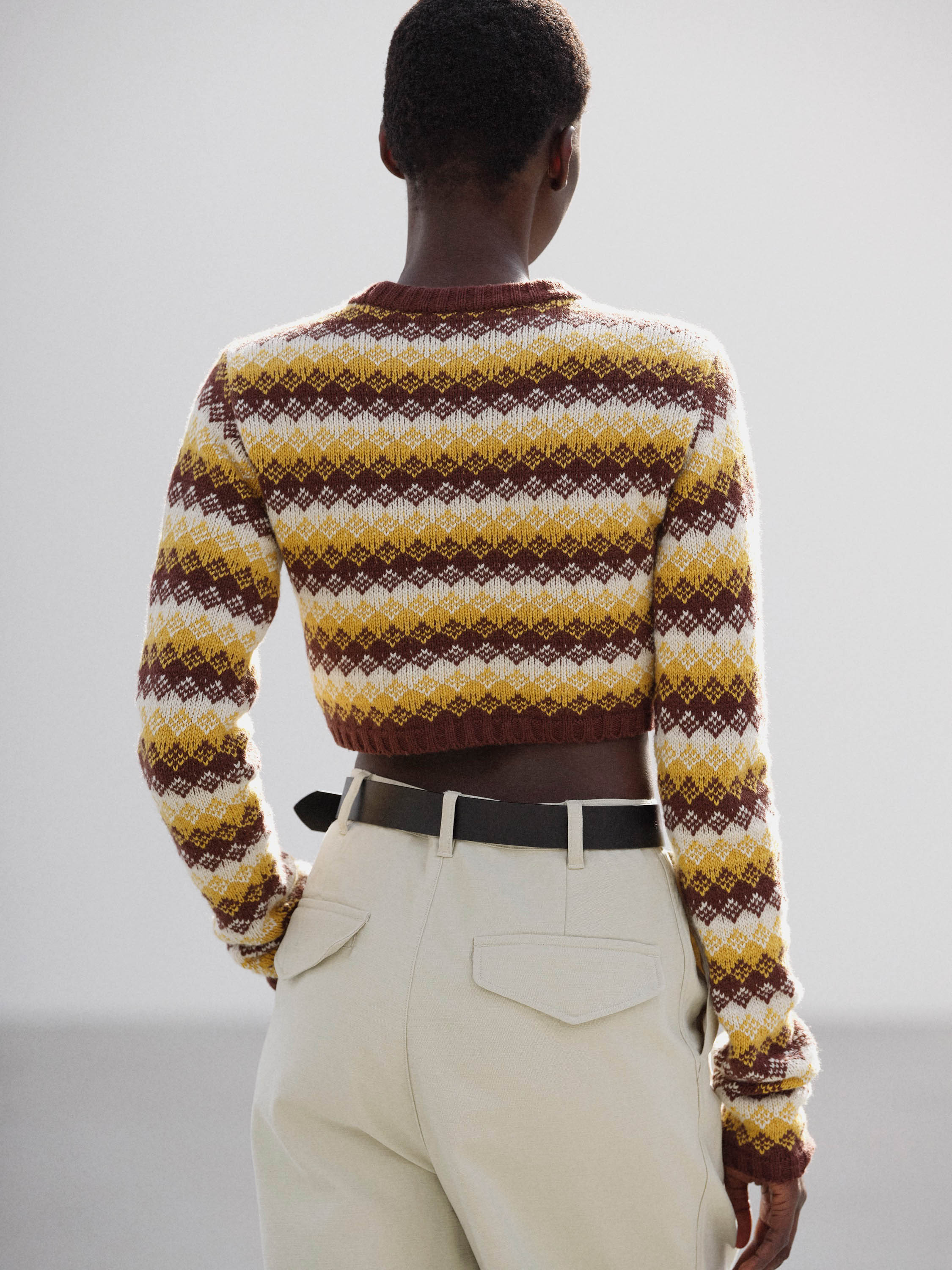CASHMERE JACQUARD KNIT CROPPED P/O 詳細画像 BURGUNDY YELLOW 3