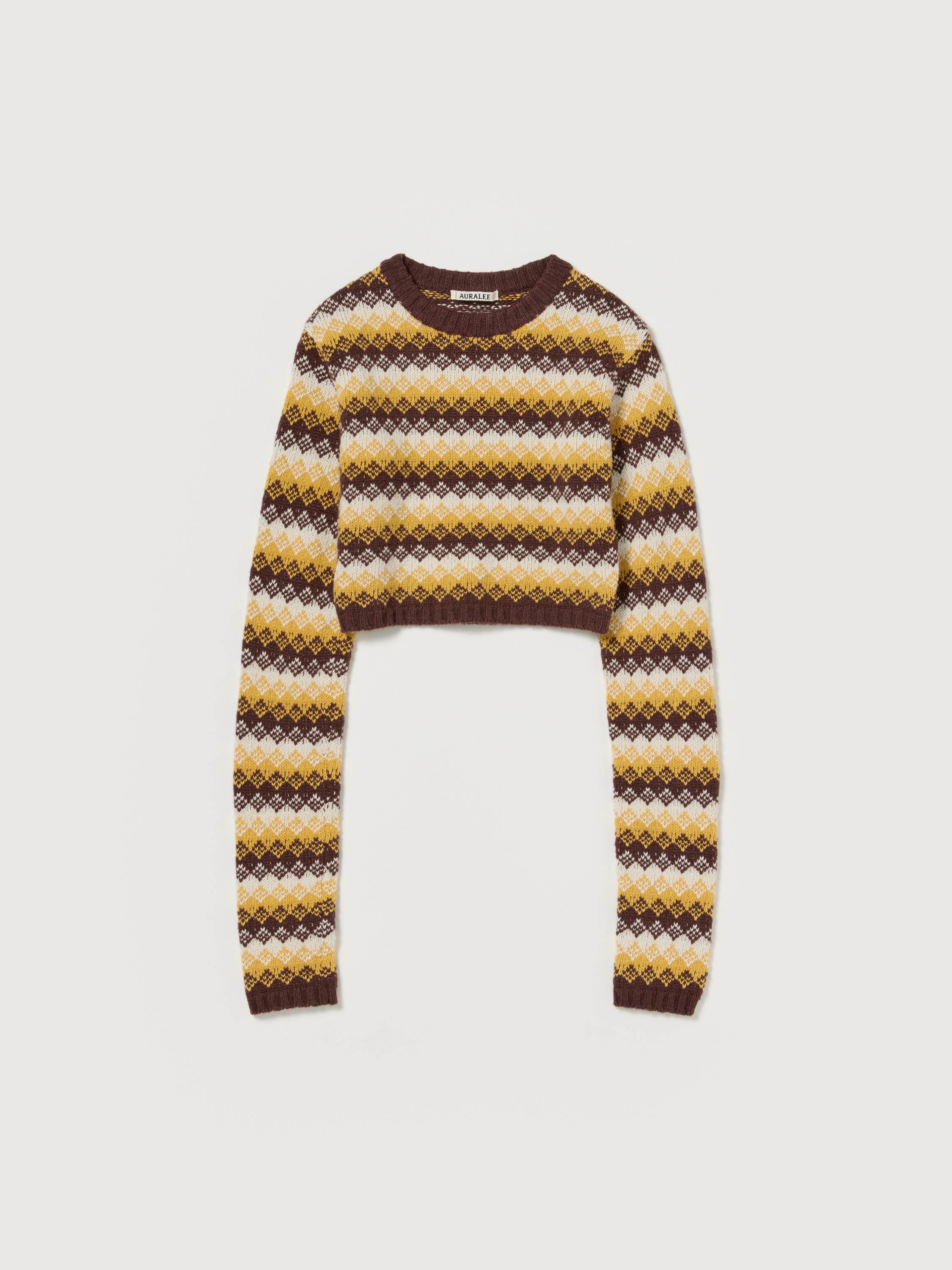 CASHMERE JACQUARD KNIT CROPPED P/O 詳細画像 BURGUNDY YELLOW 4