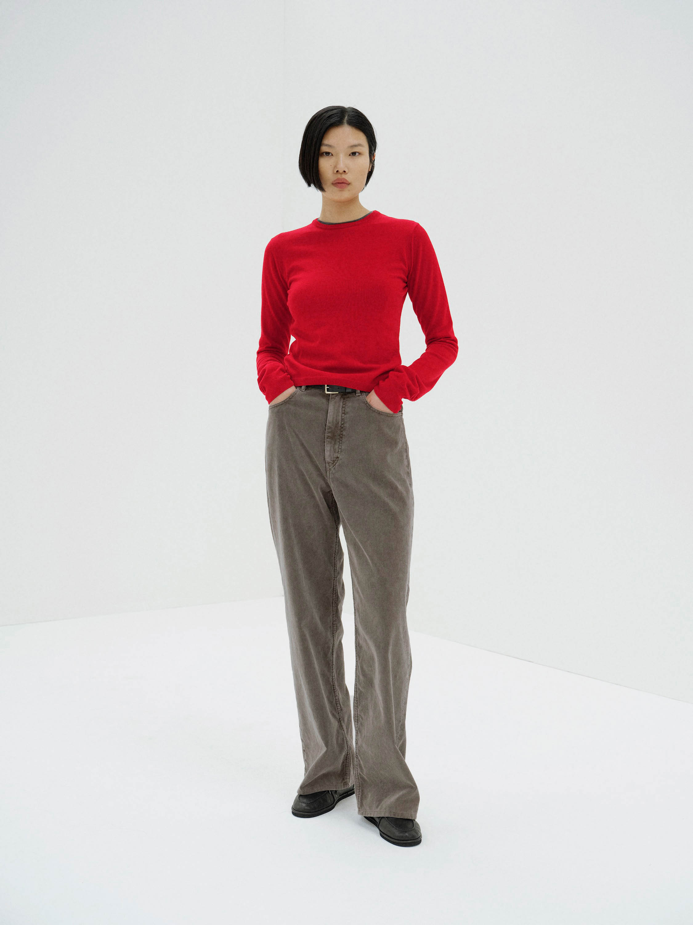 PIGMENT DYED FINX CORDUROY WIDE 5P PANTS 詳細画像 OLIVE BROWN 1