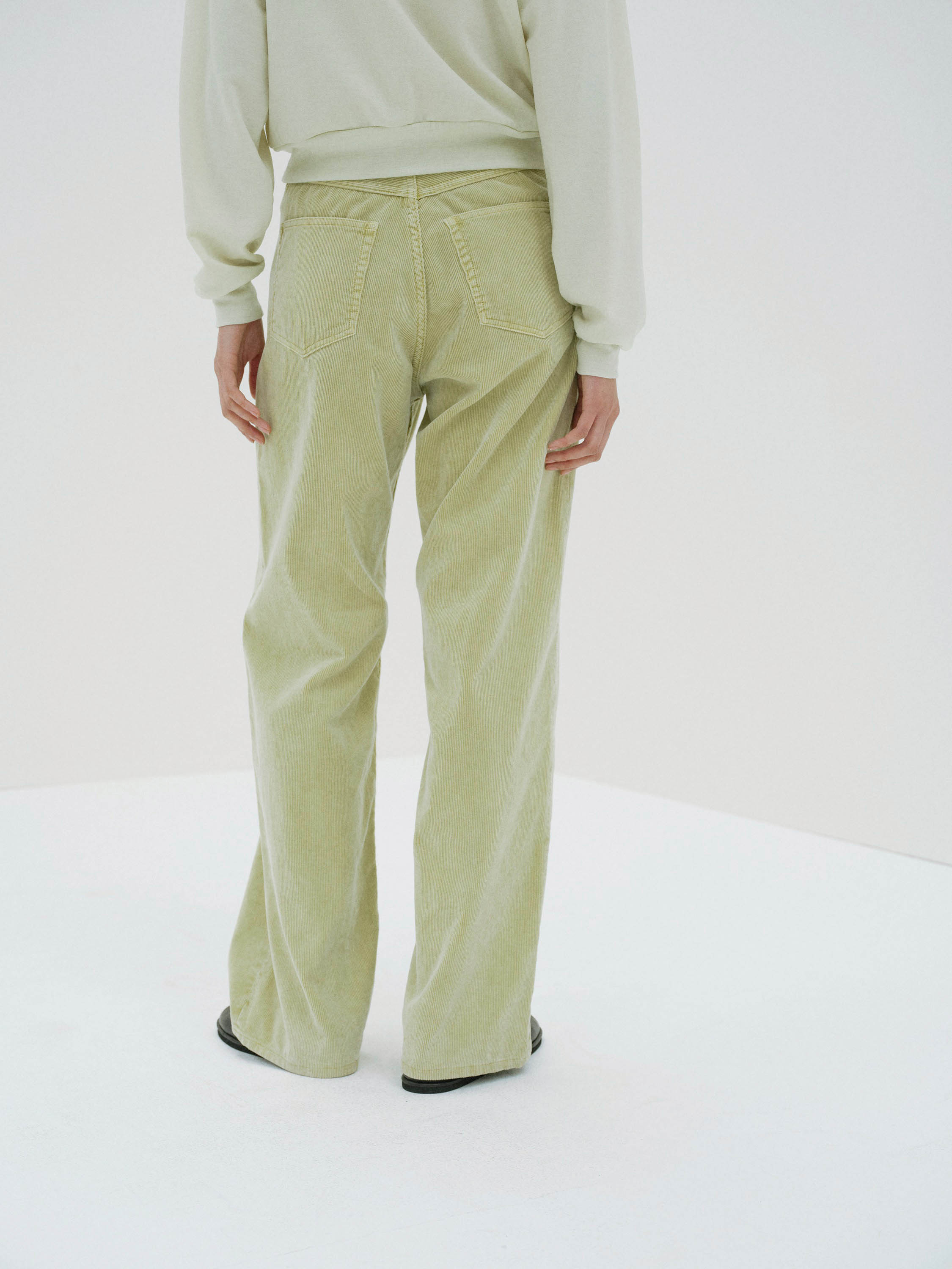 PIGMENT DYED FINX CORDUROY WIDE 5P PANTS 詳細画像 DUSTY LIME 4