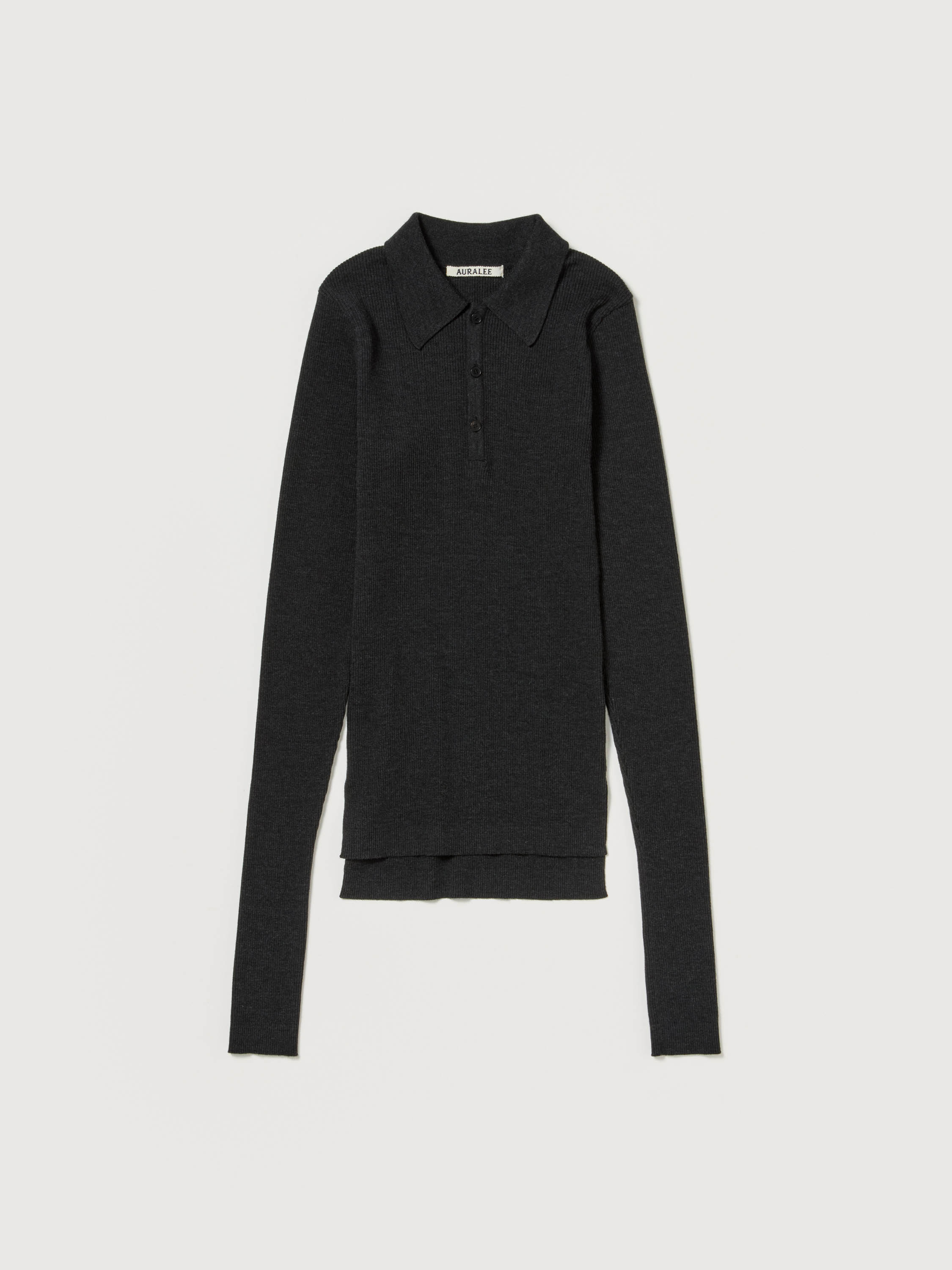 SUPER FINE WOOL HIGH GAUGE RIB KNIT POLO - AURALEE Official