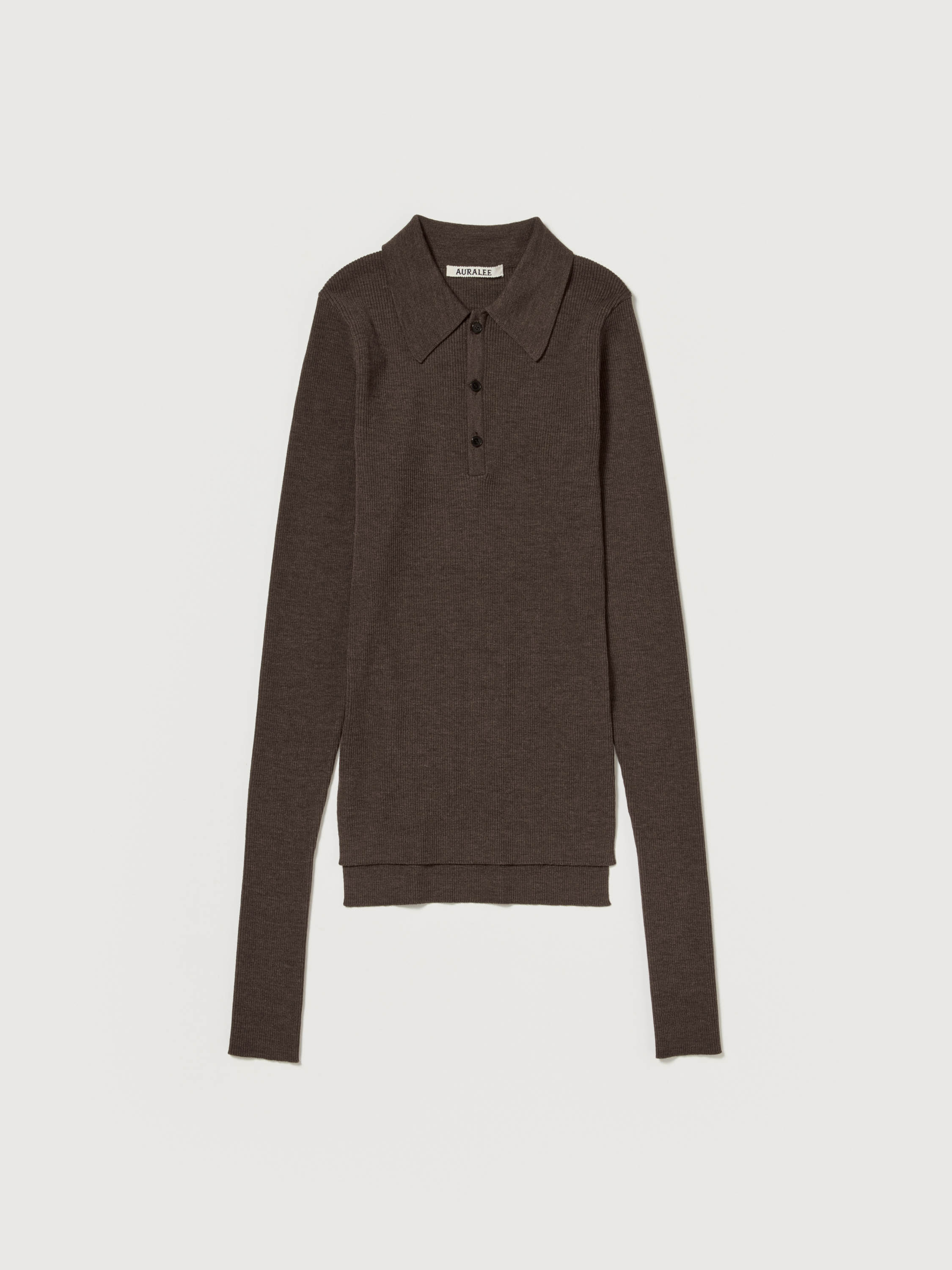 SUPER FINE WOOL HIGH GAUGE RIB KNIT POLO - AURALEE Official