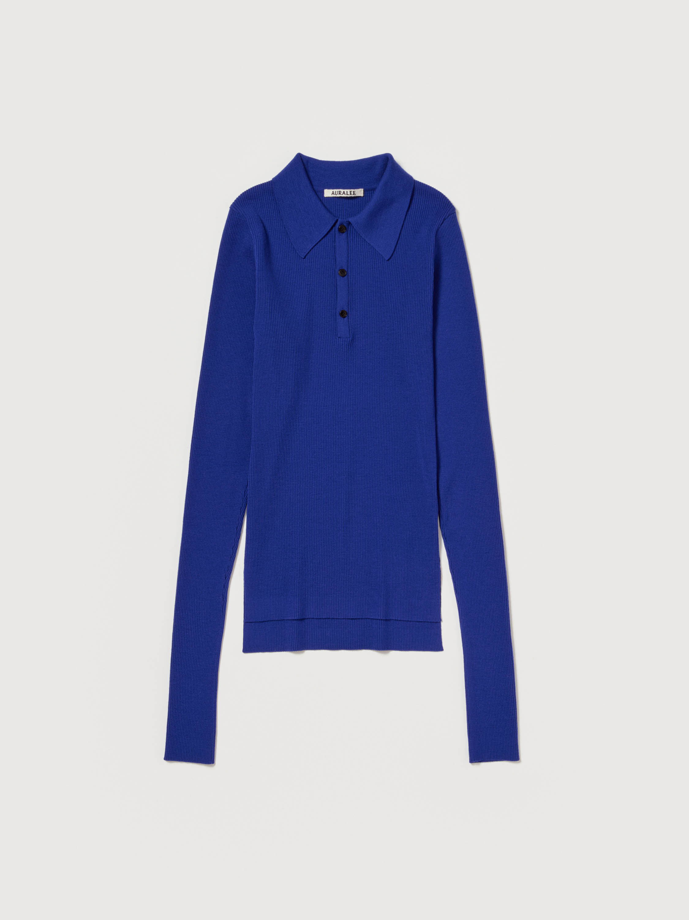 SUPER FINE WOOL HIGH GAUGE RIB KNIT POLO - AURALEE Official