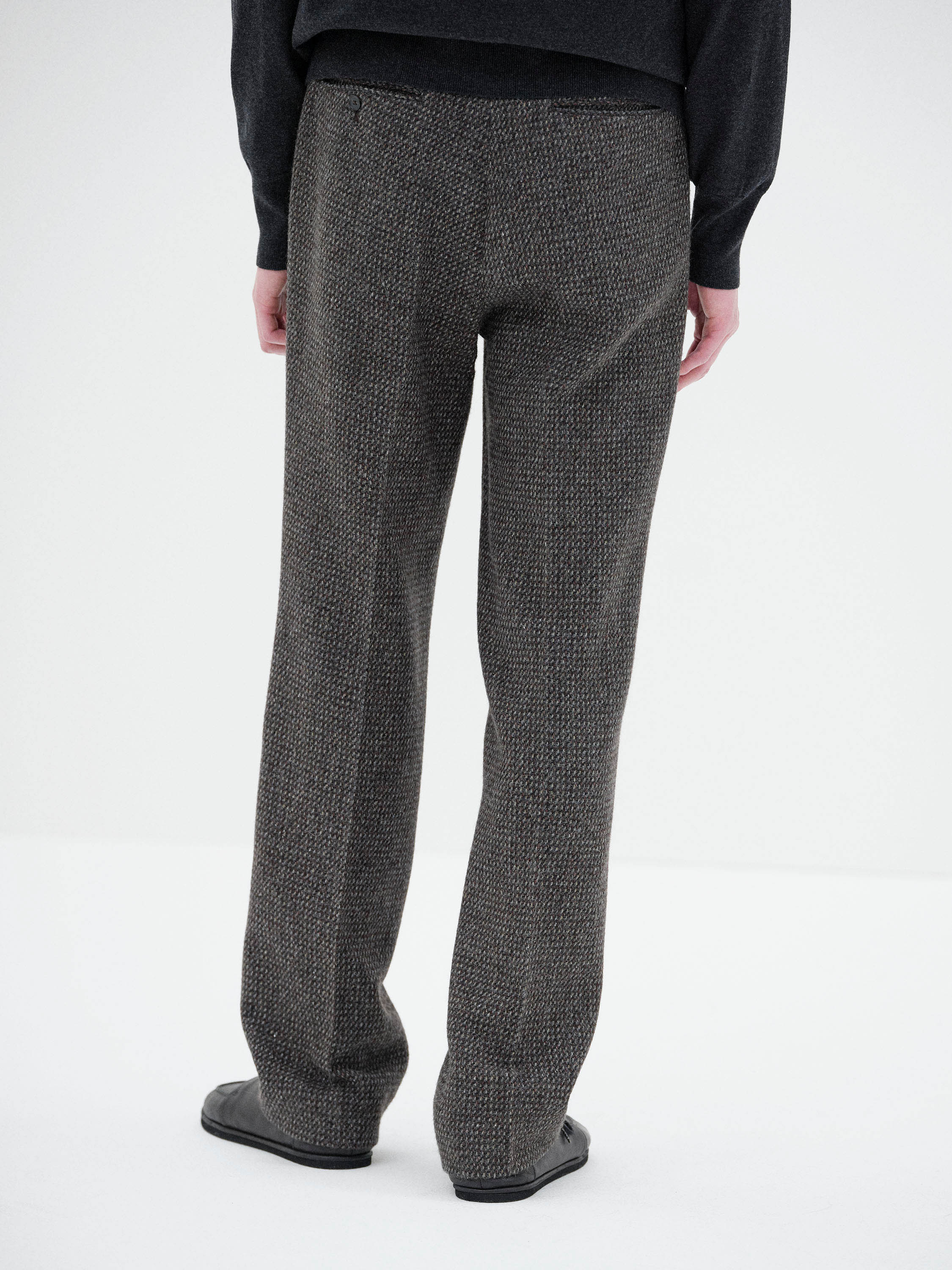 ALPACA WOOL SILK TWEED SLACKS 詳細画像 GRAY BROWN HAIRLINE 4