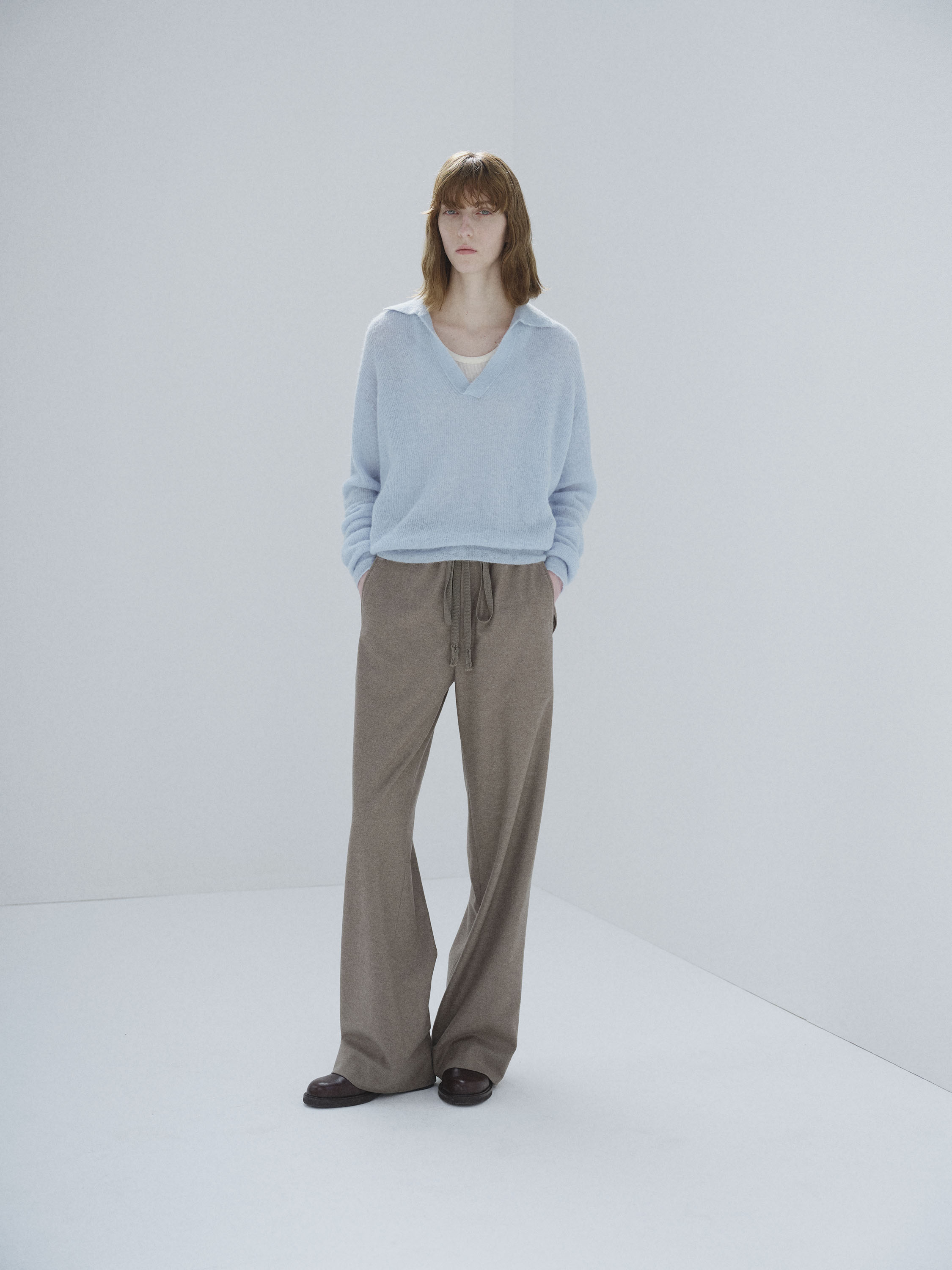 BABY SURI ALPACA SHEER KNIT SKIPPER POLO 詳細画像 LIGHT BLUE 1