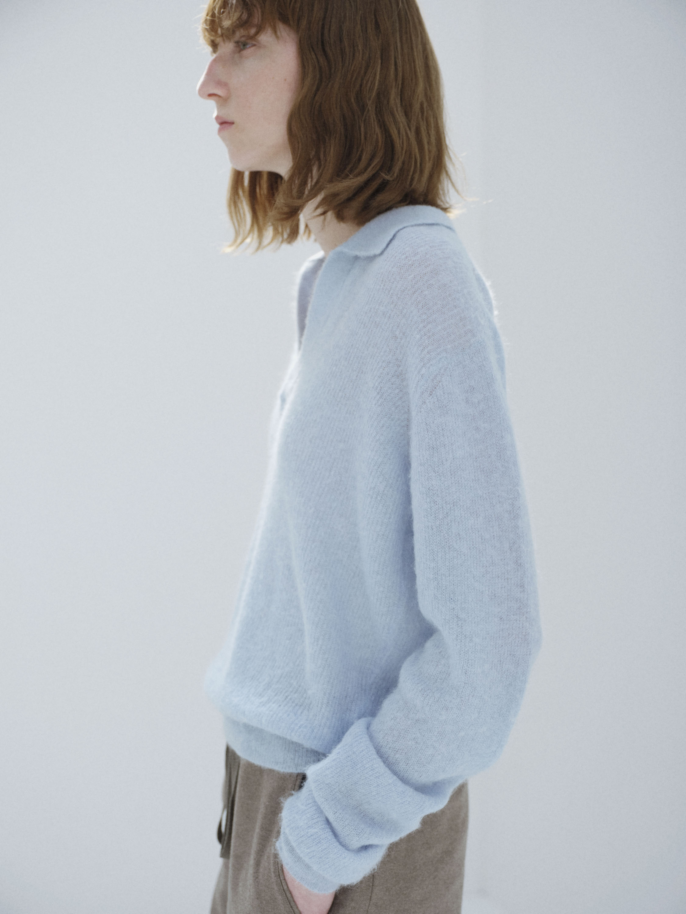 BABY SURI ALPACA SHEER KNIT SKIPPER POLO 詳細画像 LIGHT BLUE 3