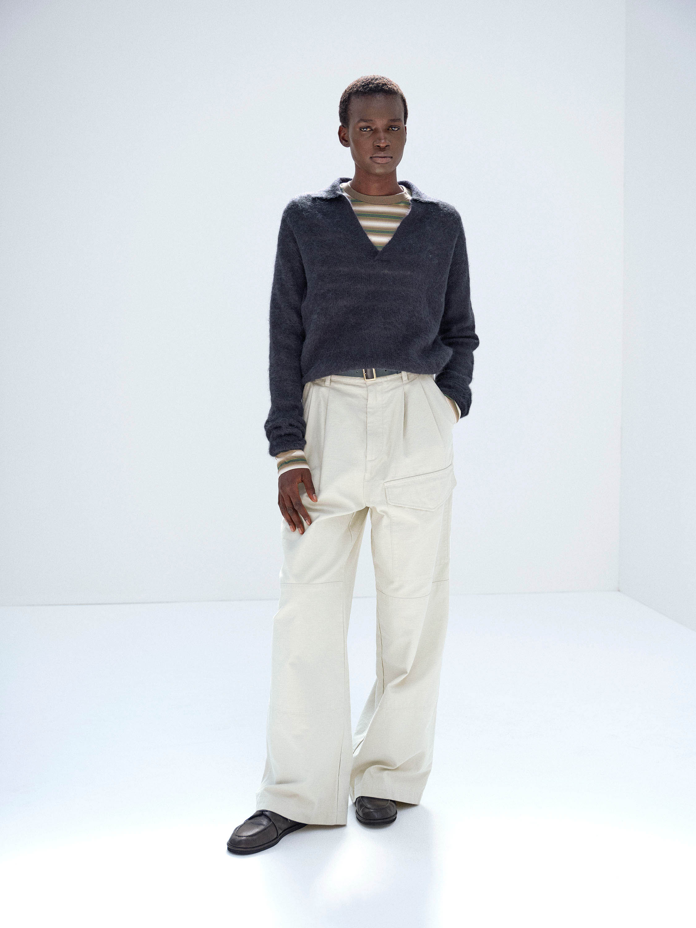 BABY SURI ALPACA SHEER KNIT SKIPPER POLO 詳細画像 NAVY 1
