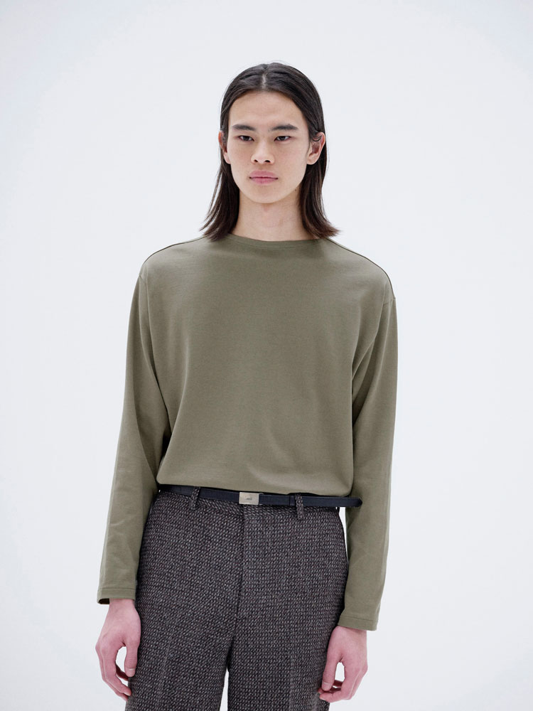 LUSTER PLAITING BOAT-NECK L/S TEE
