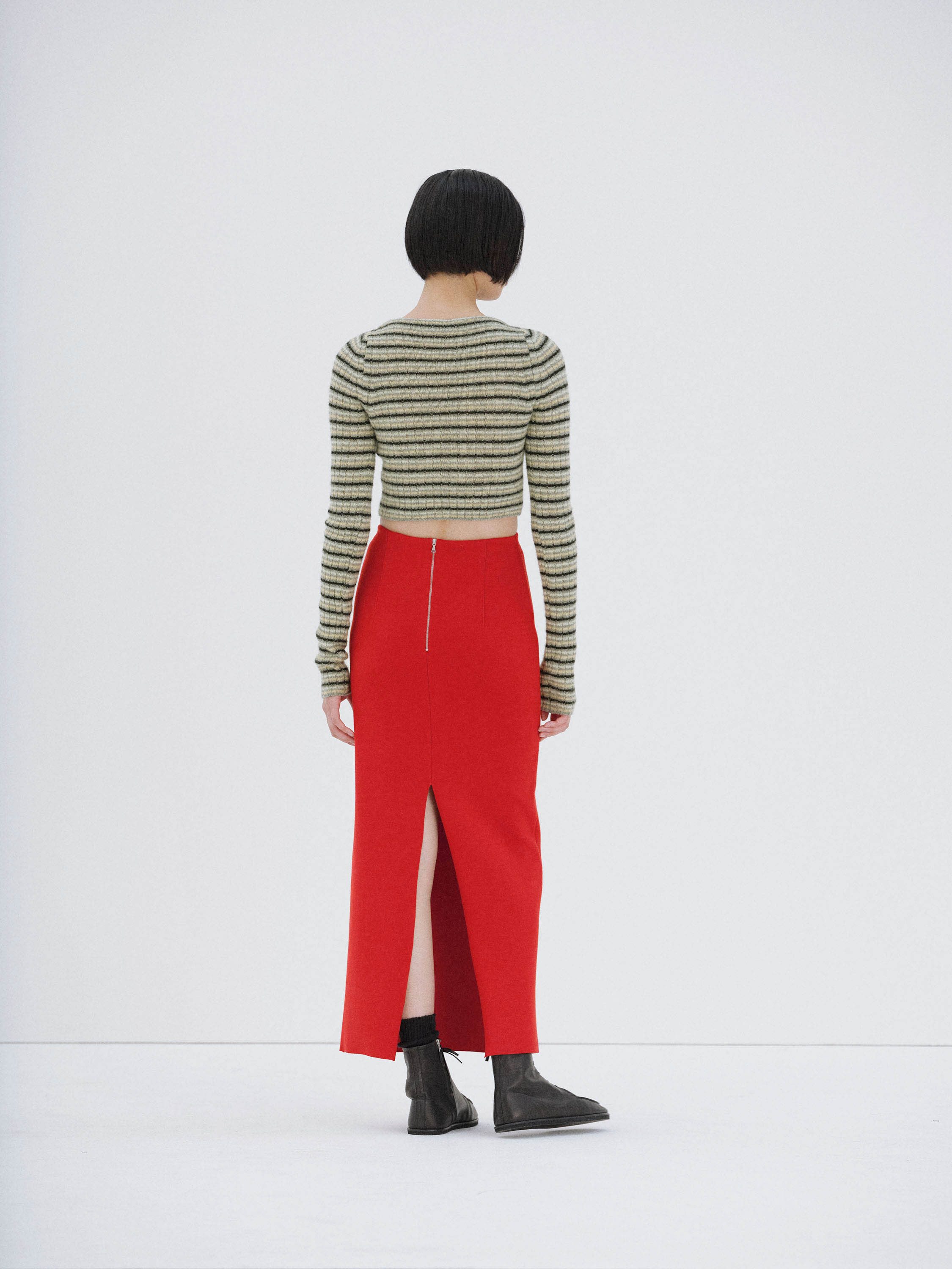 WOOL STRETCH DOUBLE FACE KNIT SKIRT 詳細画像 RED 2