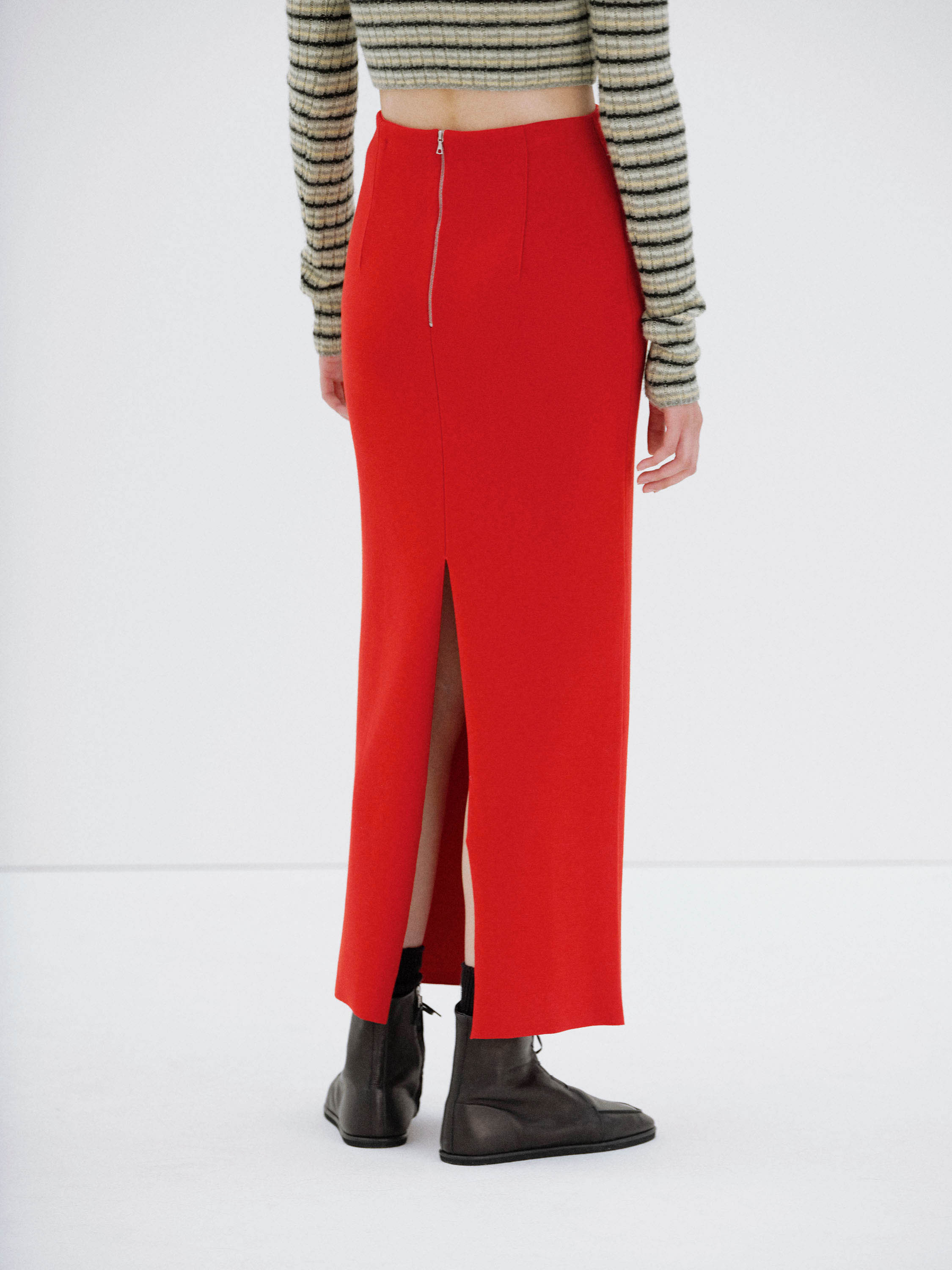 WOOL STRETCH DOUBLE FACE KNIT SKIRT 詳細画像 RED 4