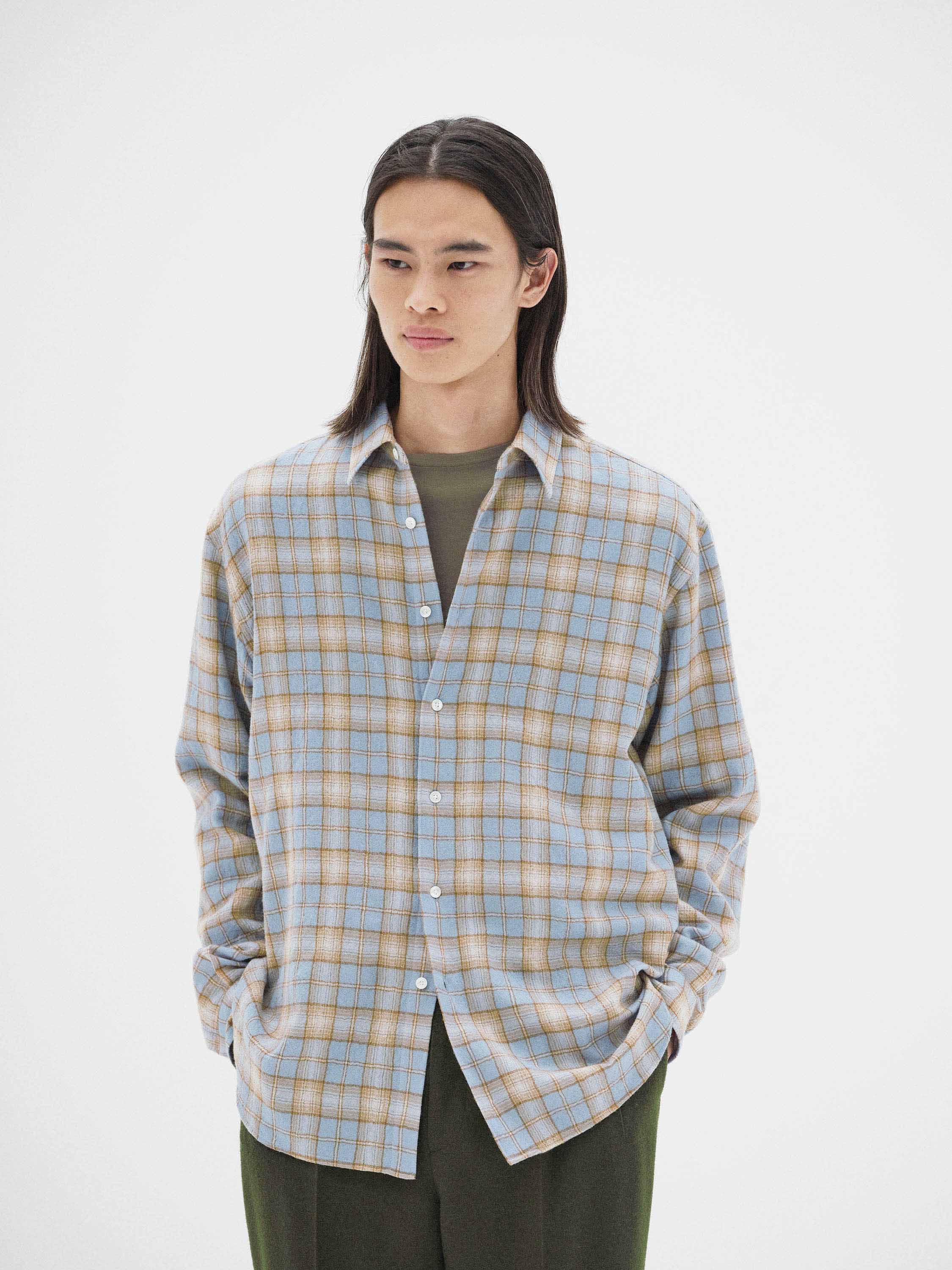 AIRY WOOL CHECK SHIRT 詳細画像 LIGHT BLUE × BEIGE 1