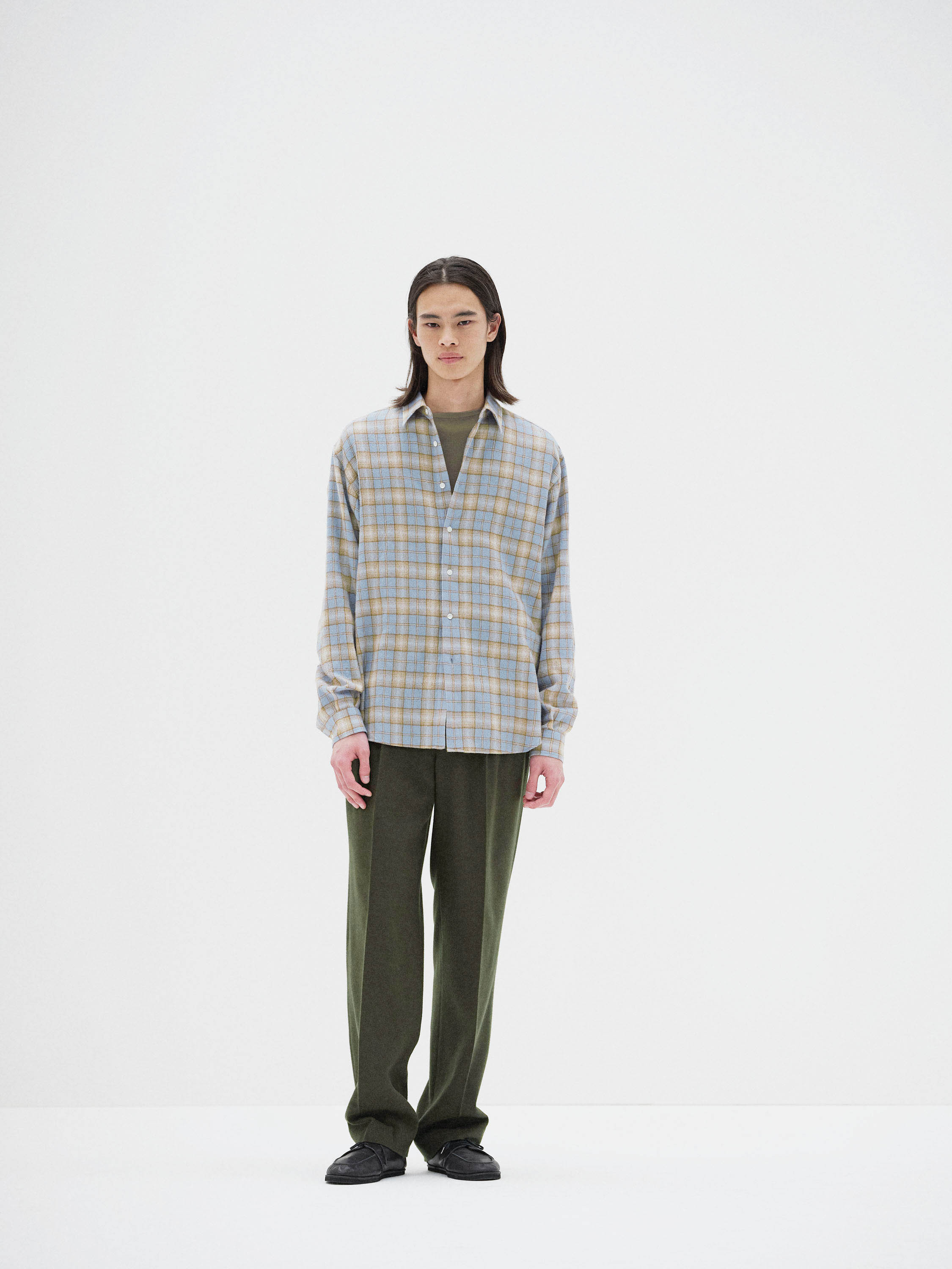 AIRY WOOL CHECK SHIRT 詳細画像 LIGHT BLUE × BEIGE 2