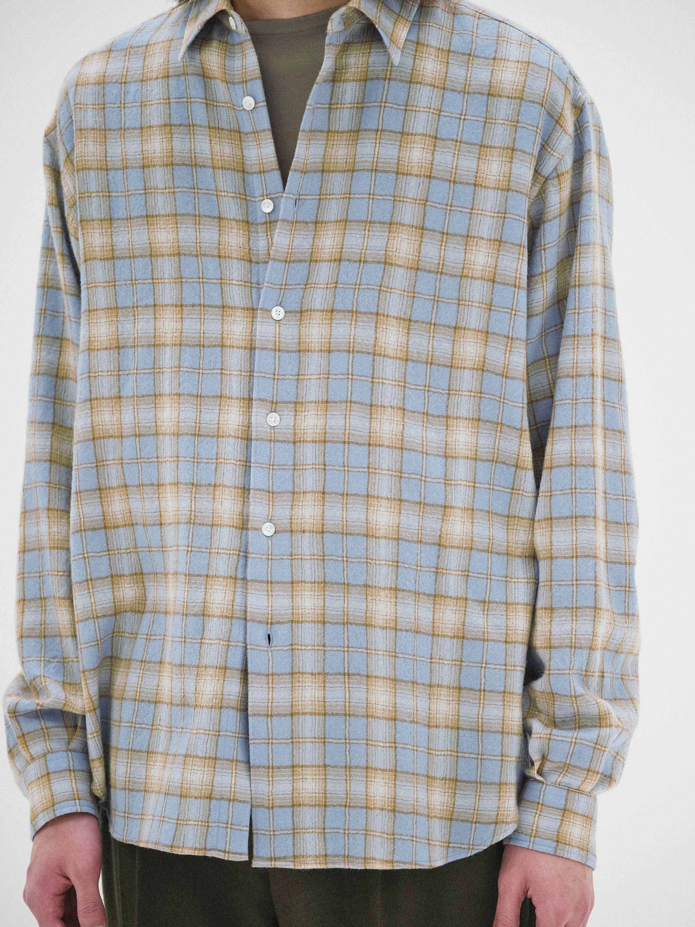 AIRY WOOL CHECK SHIRT 詳細画像 LIGHT BLUE × BEIGE 3