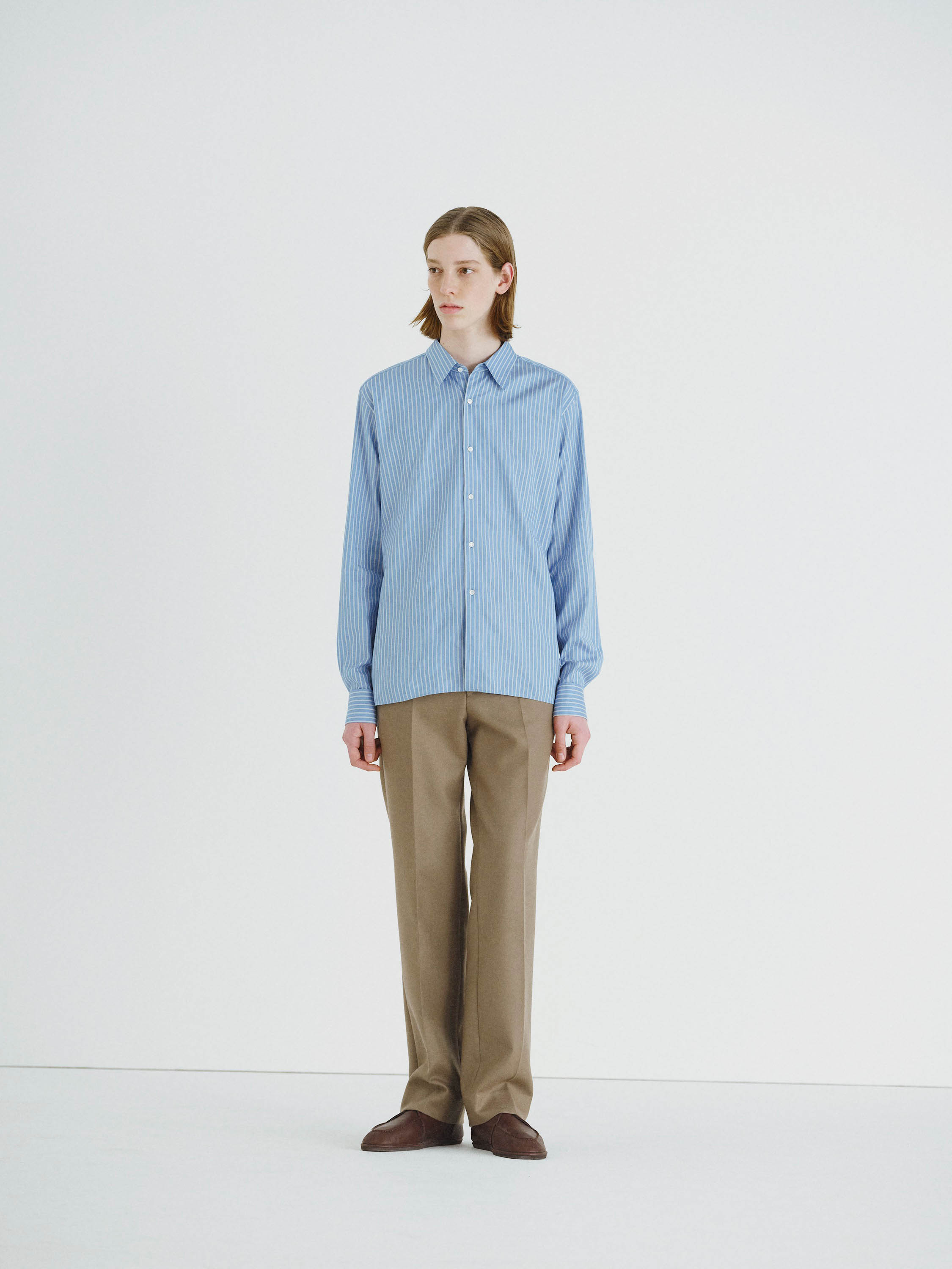 COTTON SILK STRIPE DOUBLE-CUFF SHIRT 詳細画像 BLUE STRIPE 2