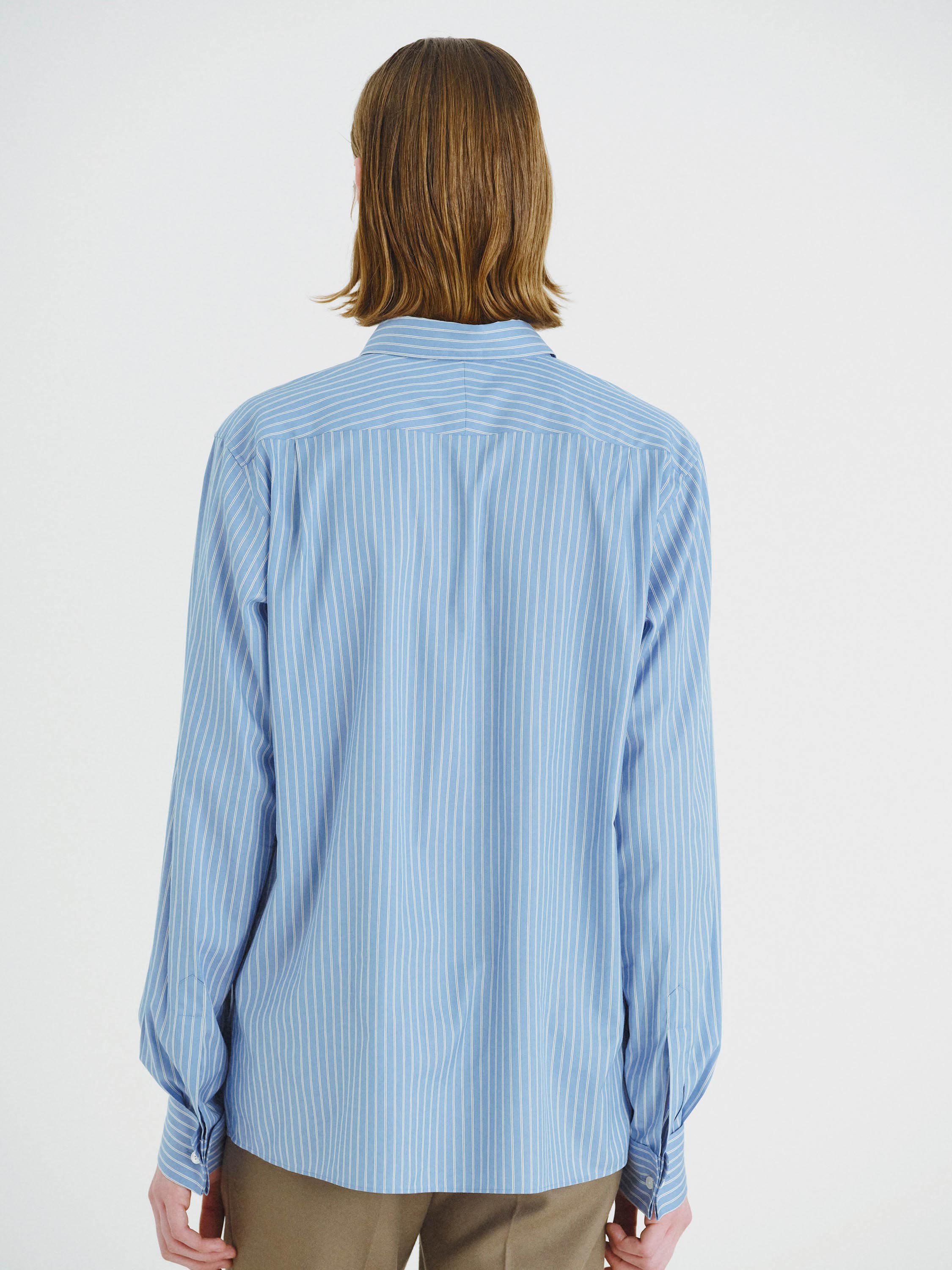 COTTON SILK STRIPE DOUBLE-CUFF SHIRT 詳細画像 BLUE STRIPE 3