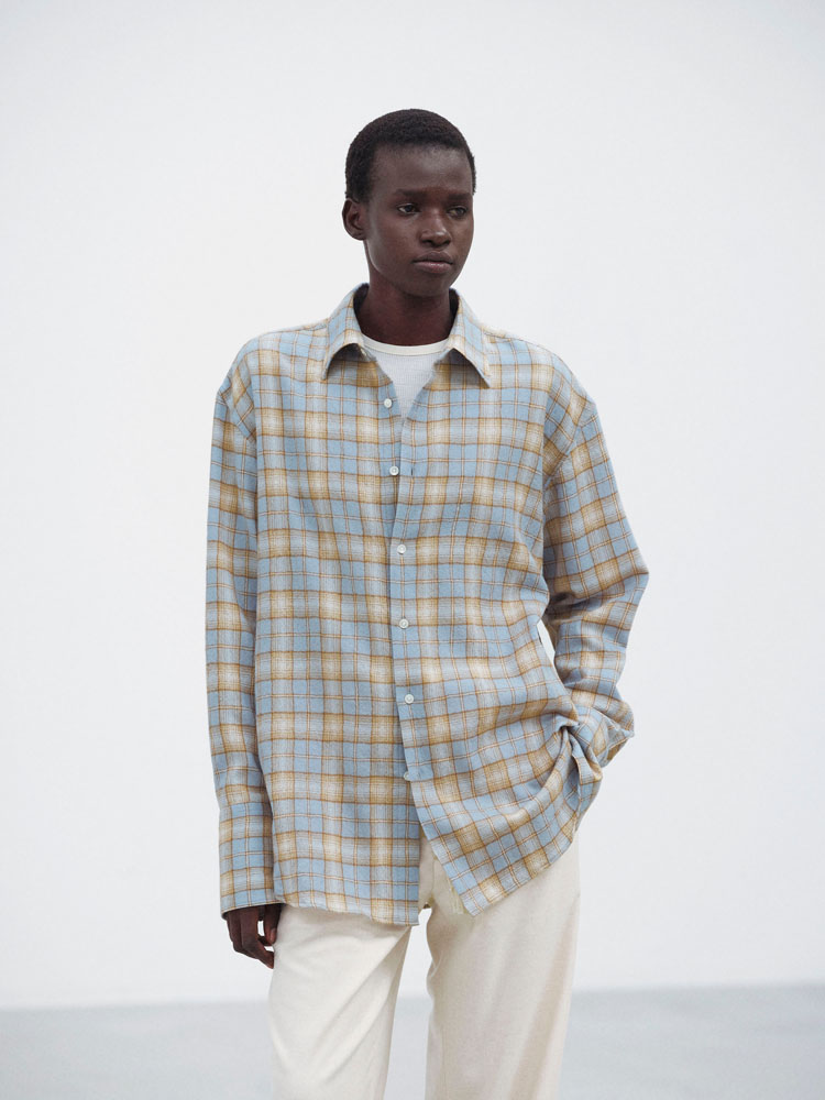 AIRY WOOL CHECK SHIRT