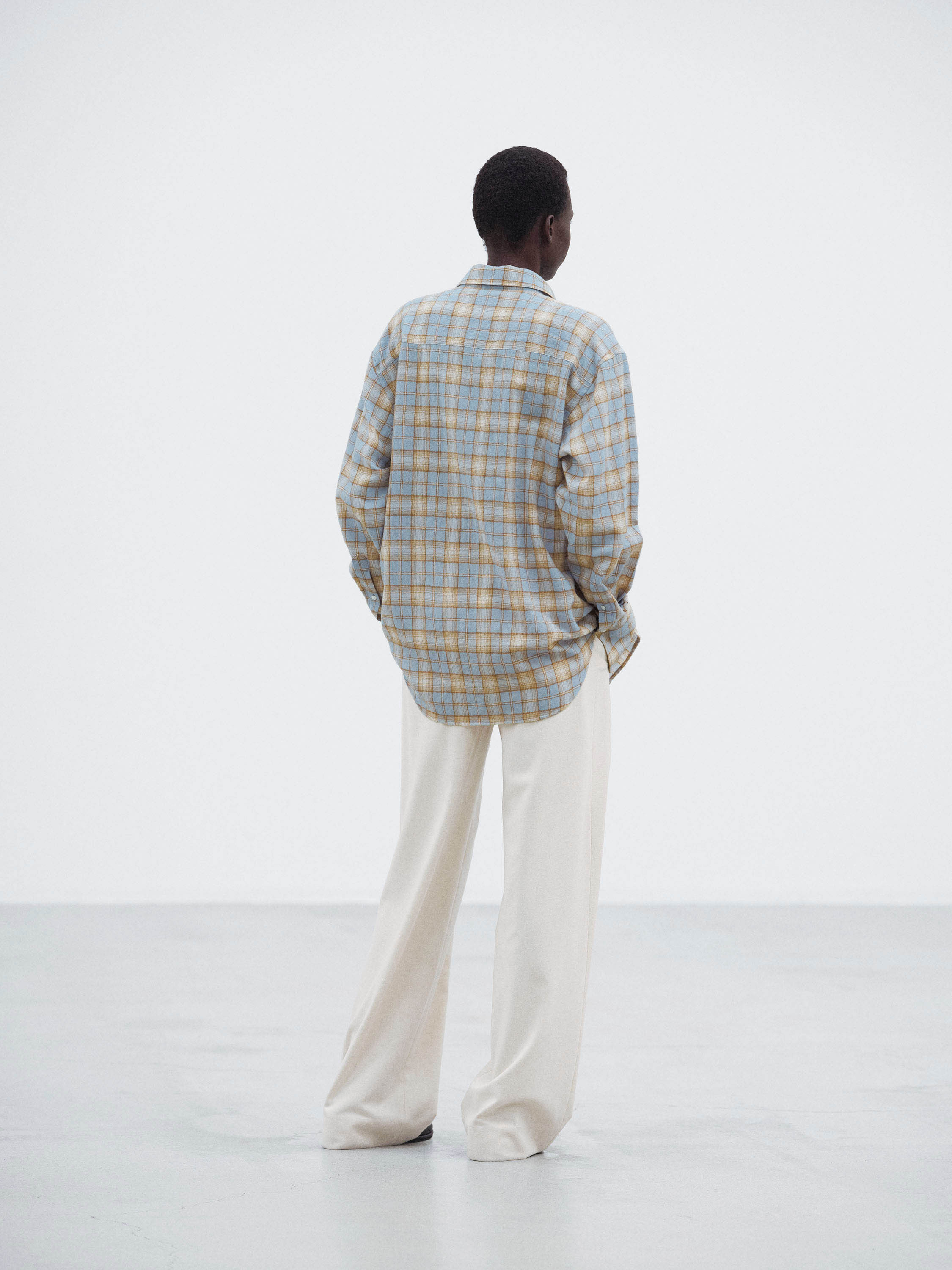 AIRY WOOL CHECK SHIRT 詳細画像 LIGHT BLUE × BEIGE 3