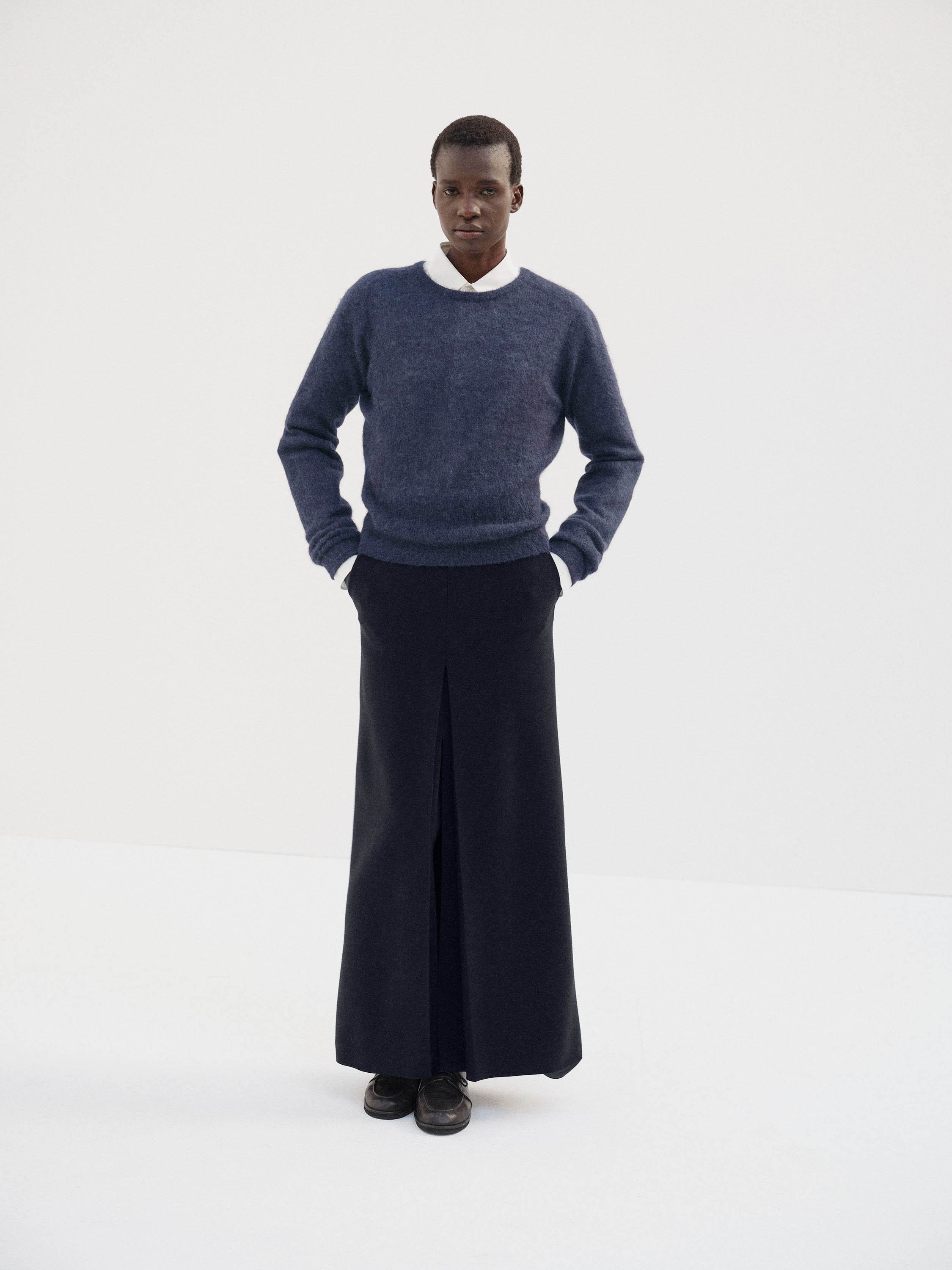 TENSE WOOL DOUBLE CLOTH SLIT SKIRT 詳細画像 DARK NAVY 2