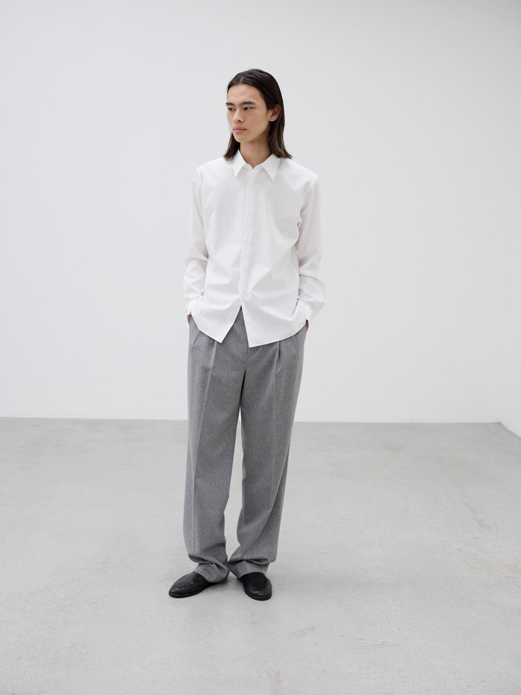 WASHED FINX TWILL DOUBLE-CUFF SHIRT