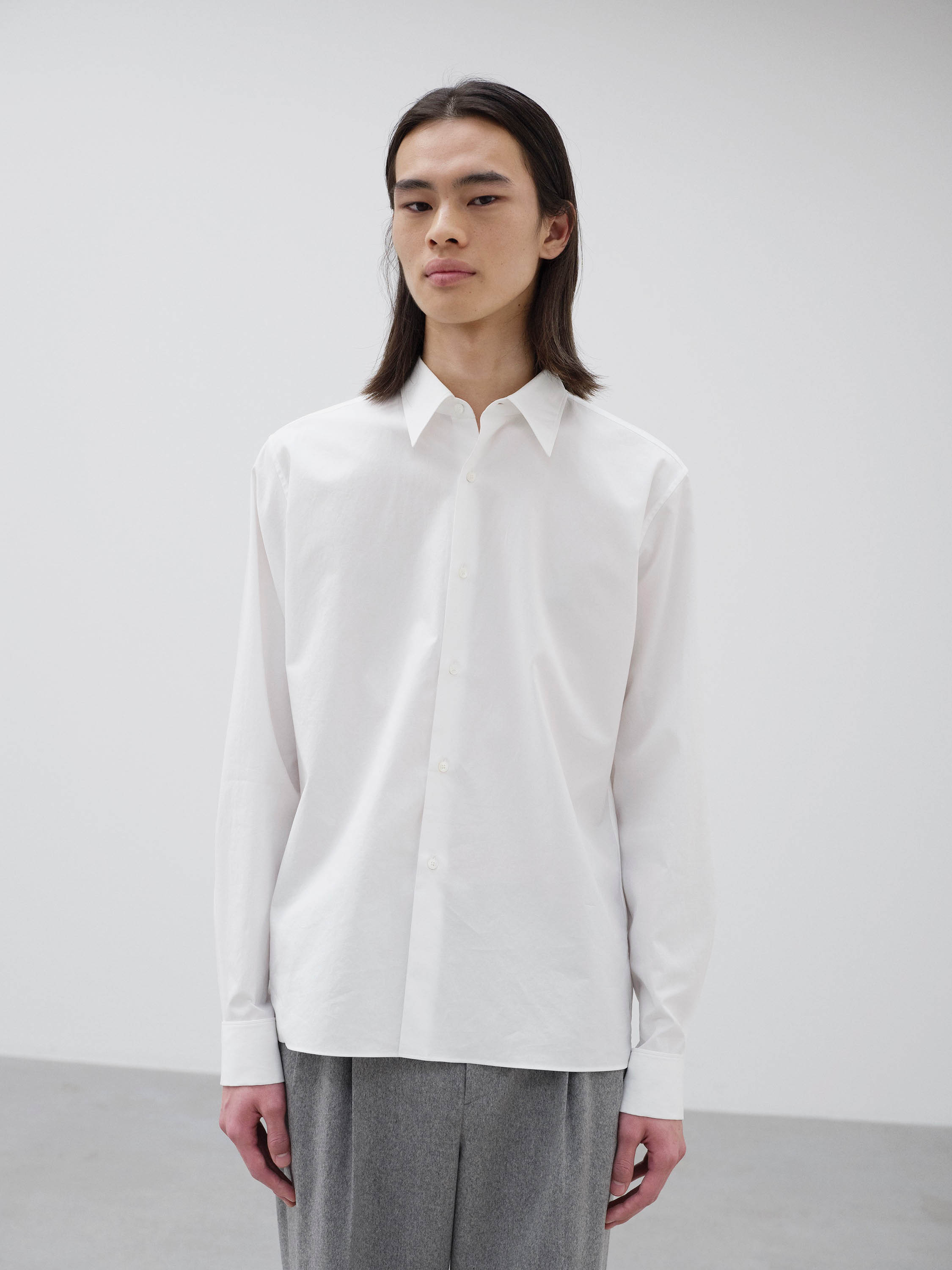 WASHED FINX TWILL DOUBLE-CUFF SHIRT 詳細画像 WHITE 2