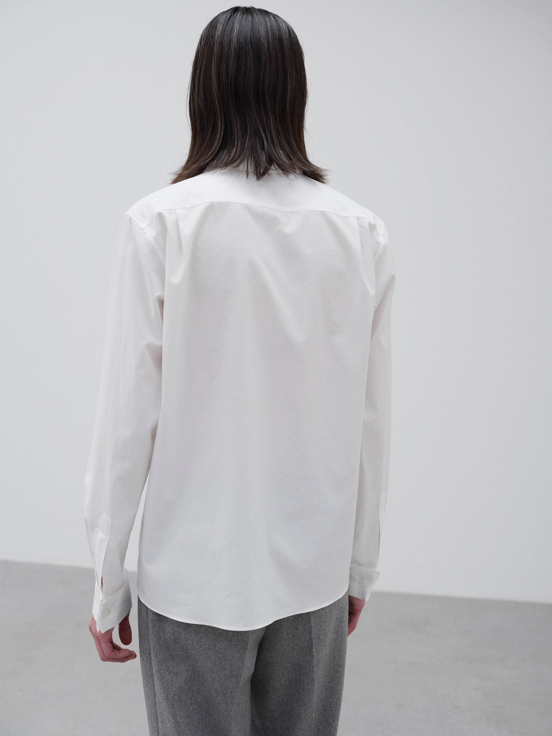 WASHED FINX TWILL DOUBLE-CUFF SHIRT 詳細画像 WHITE 3