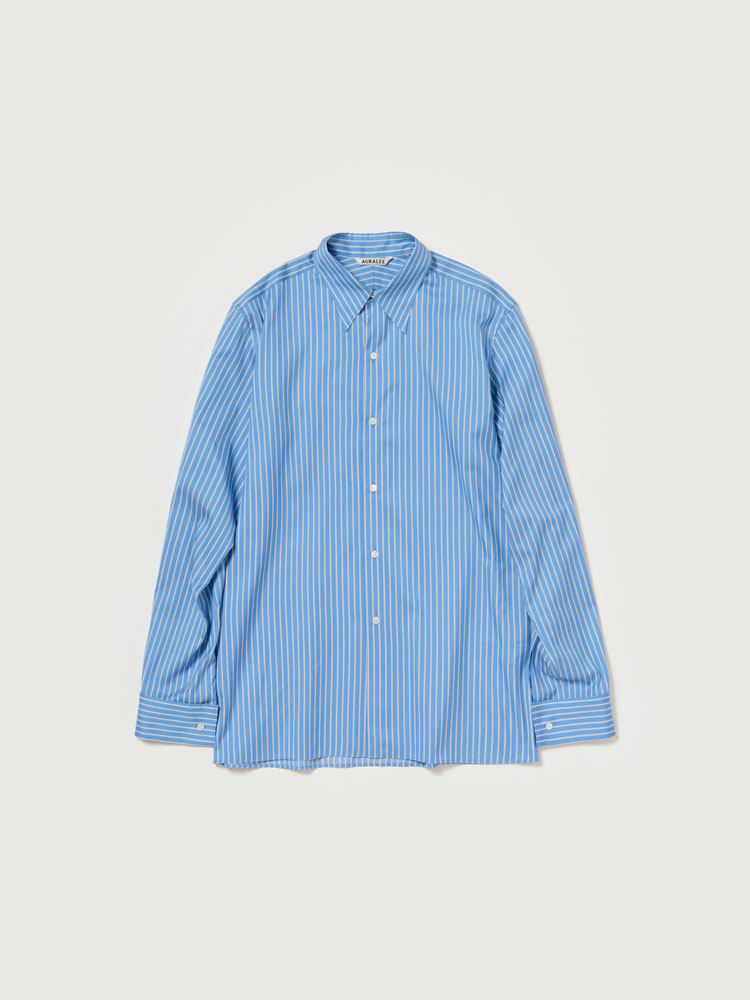 COTTON SILK STRIPE DOUBLE-CUFF SHIRT - AURALEE Official Website