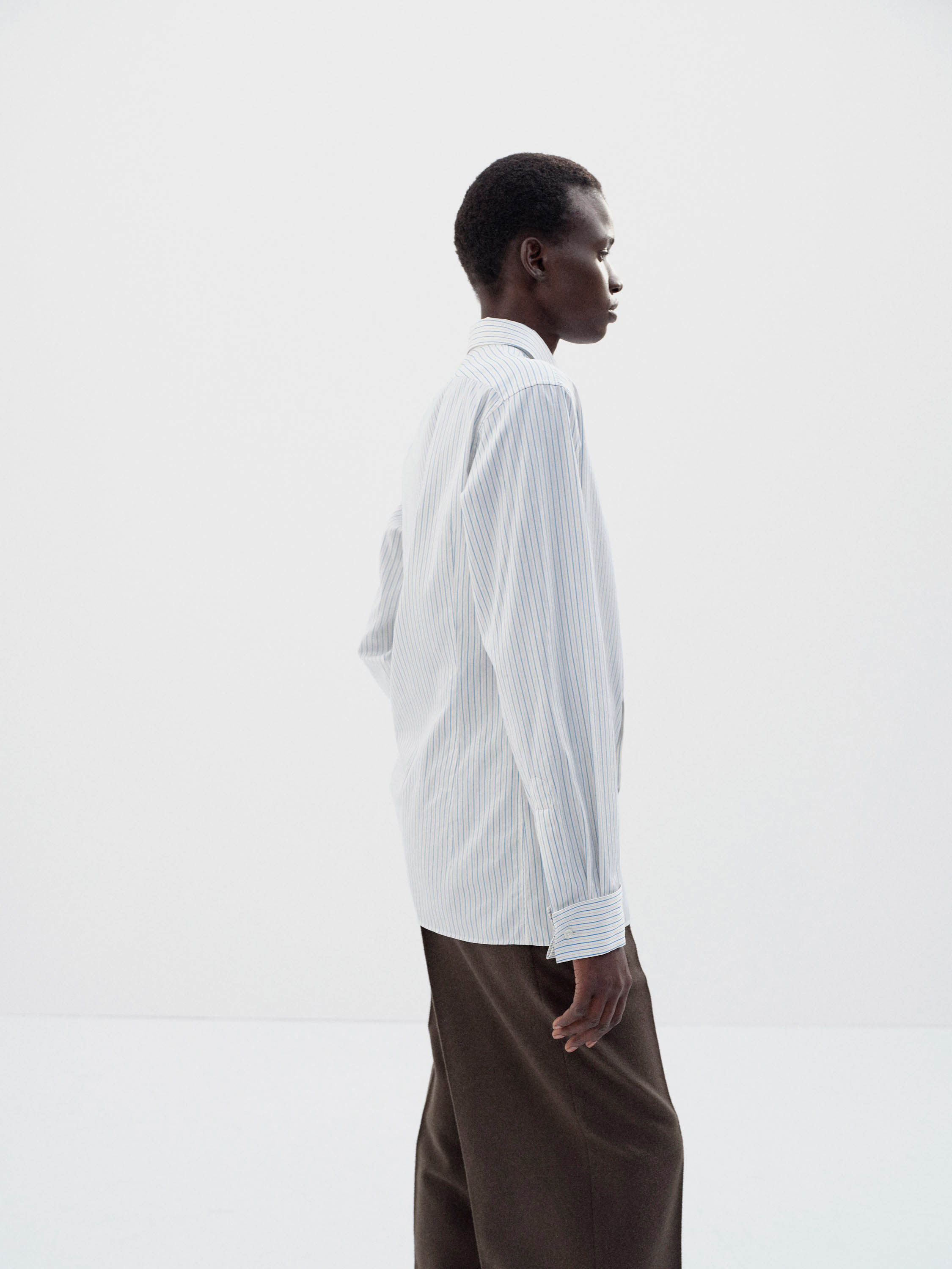 COTTON SILK STRIPE DOUBLE-CUFF SHIRT 詳細画像 WHITE STRIPE 3