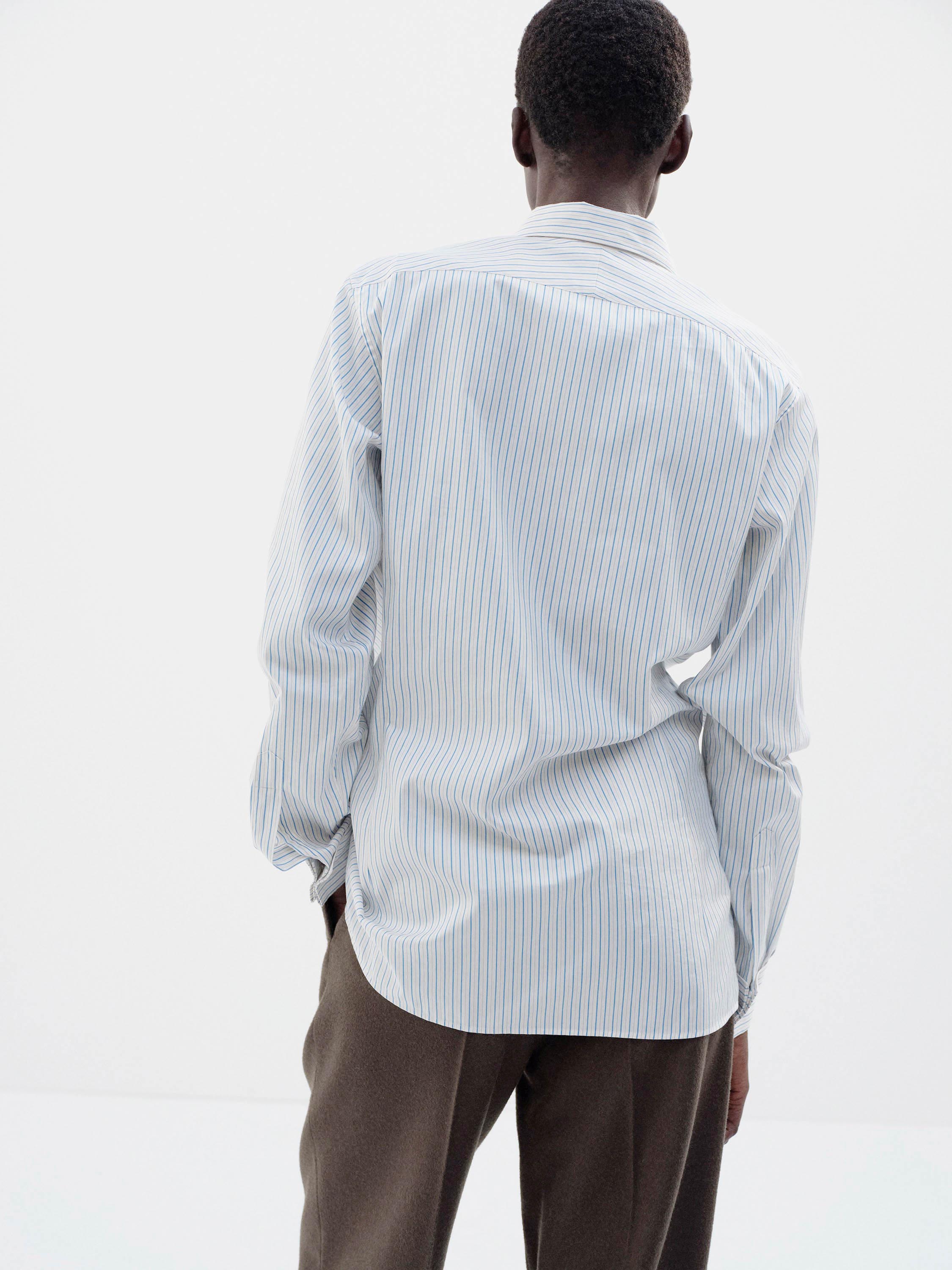 COTTON SILK STRIPE DOUBLE-CUFF SHIRT 詳細画像 WHITE STRIPE 4