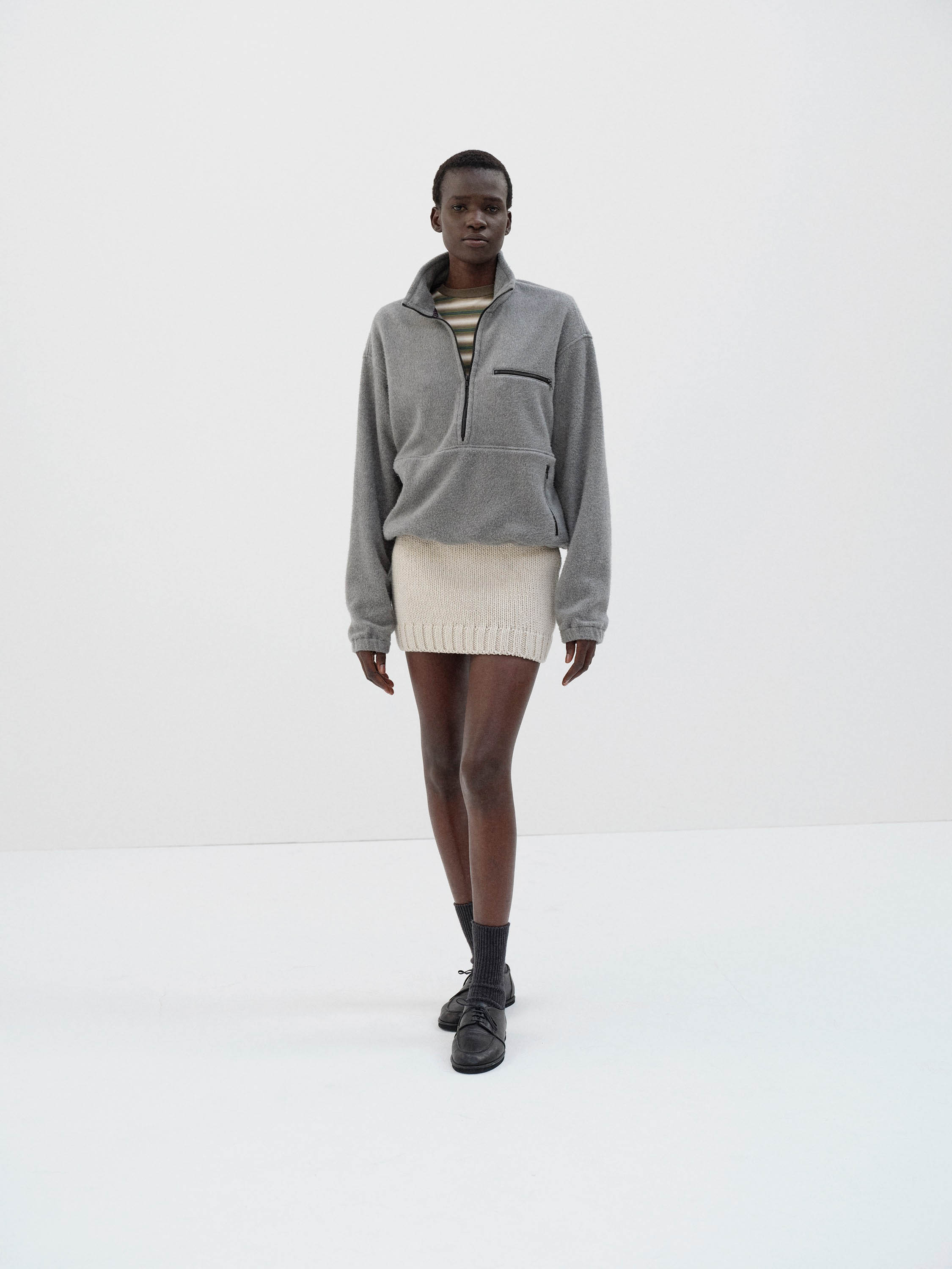 WOOL CASHMERE FELTED KNIT SKIRT 詳細画像 IVORY 1