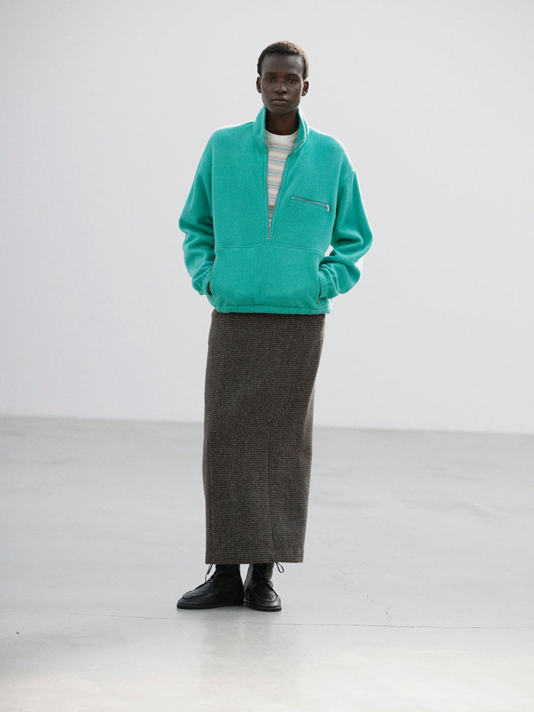 ALPACA WOOL SILK TWEED PENCIL SKIRT