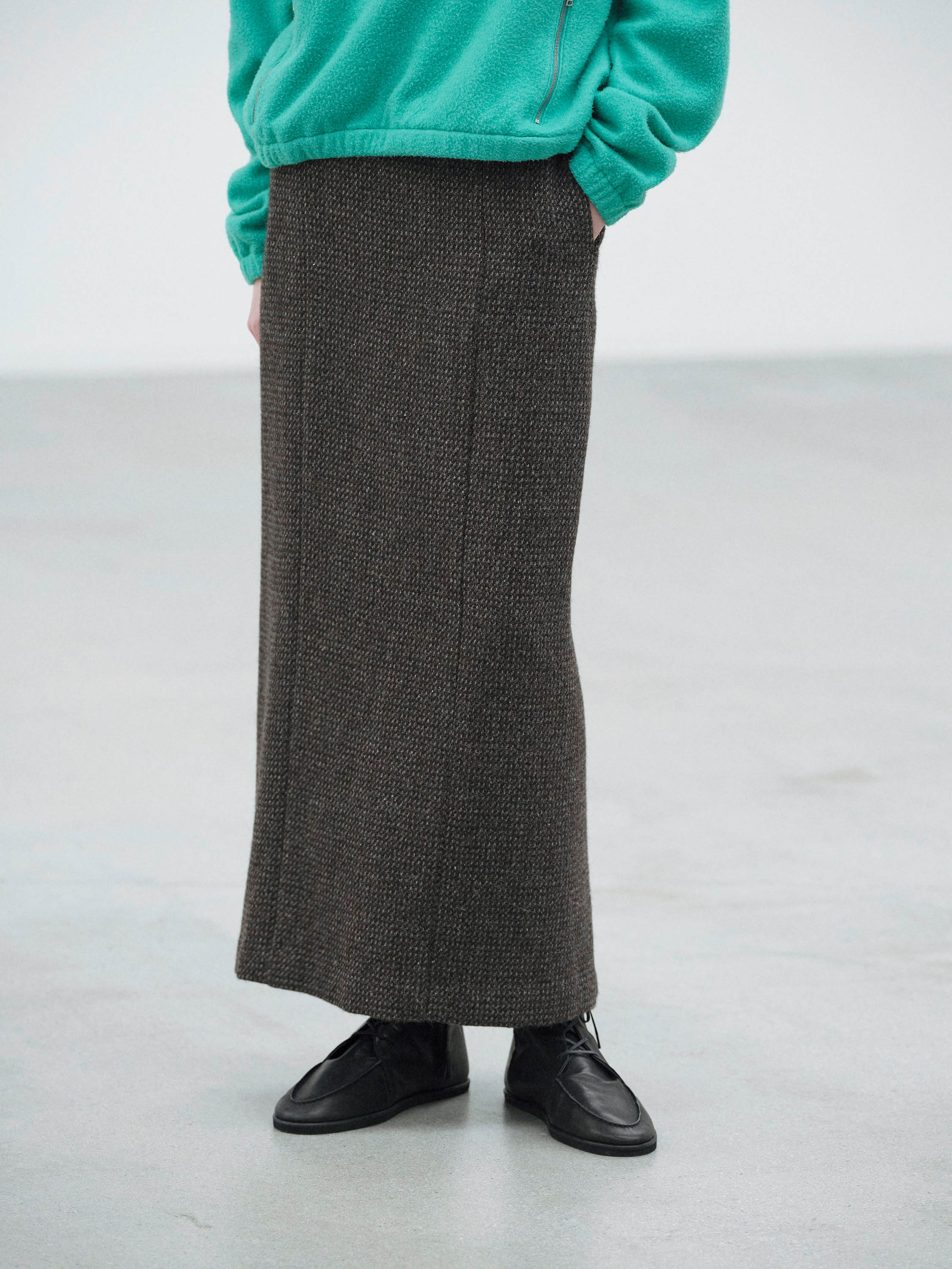 ALPACA WOOL SILK TWEED PENCIL SKIRT 詳細画像 GRAY BROWN HAIRLINE 2