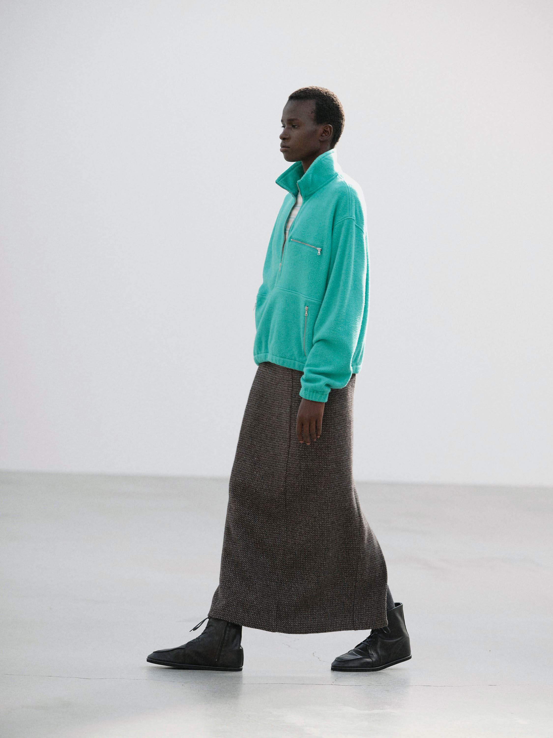 ALPACA WOOL SILK TWEED PENCIL SKIRT 詳細画像 GRAY BROWN HAIRLINE 3