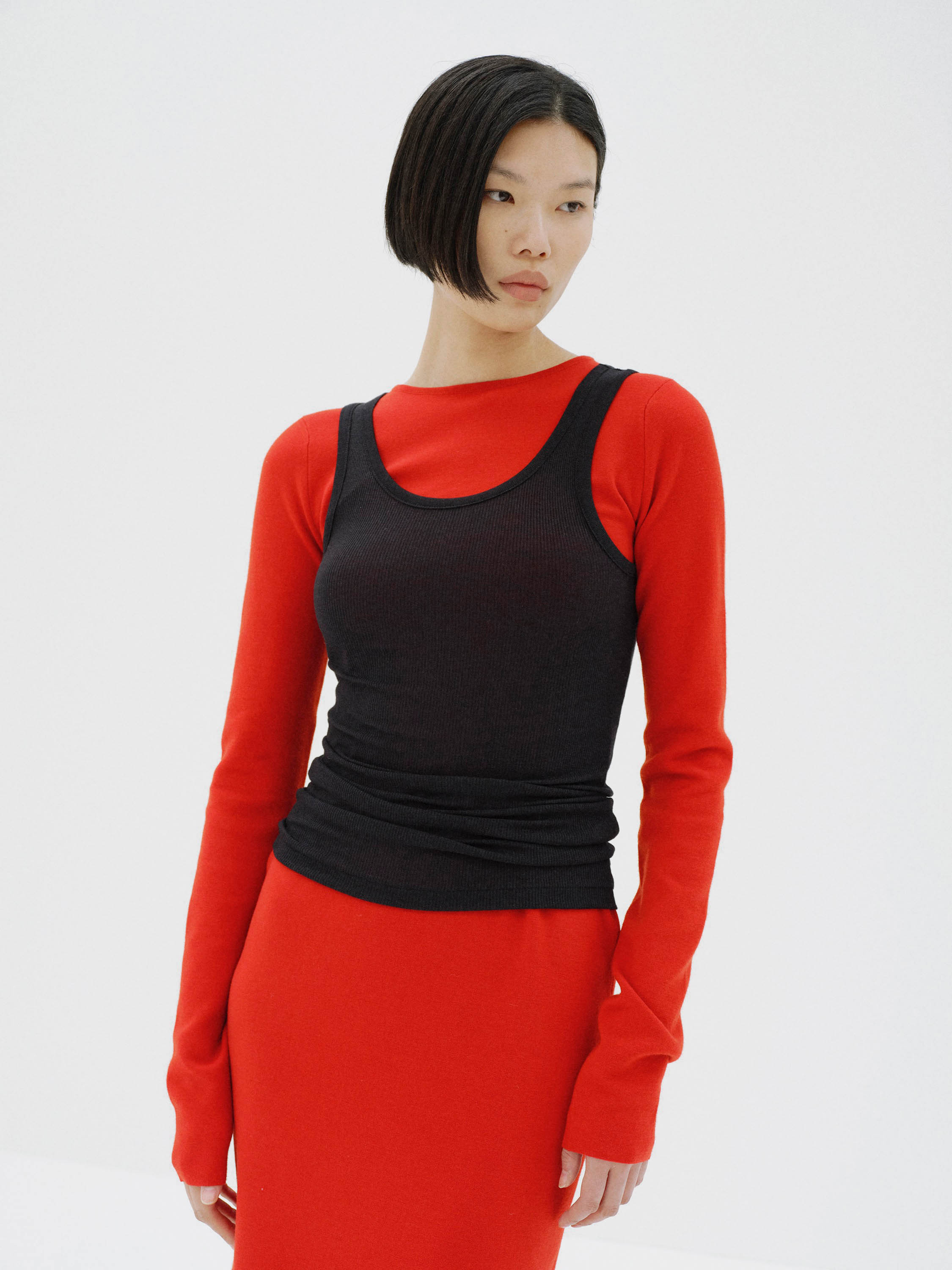 WOOL SILK SOFT RIB TANK 詳細画像 BLACK 2