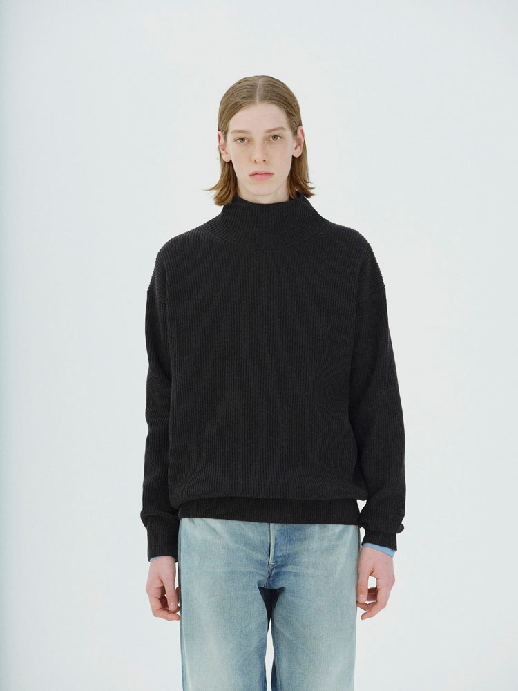 SUPER FINE WOOL RIB KNIT TURTLE - AURALEE Official Website