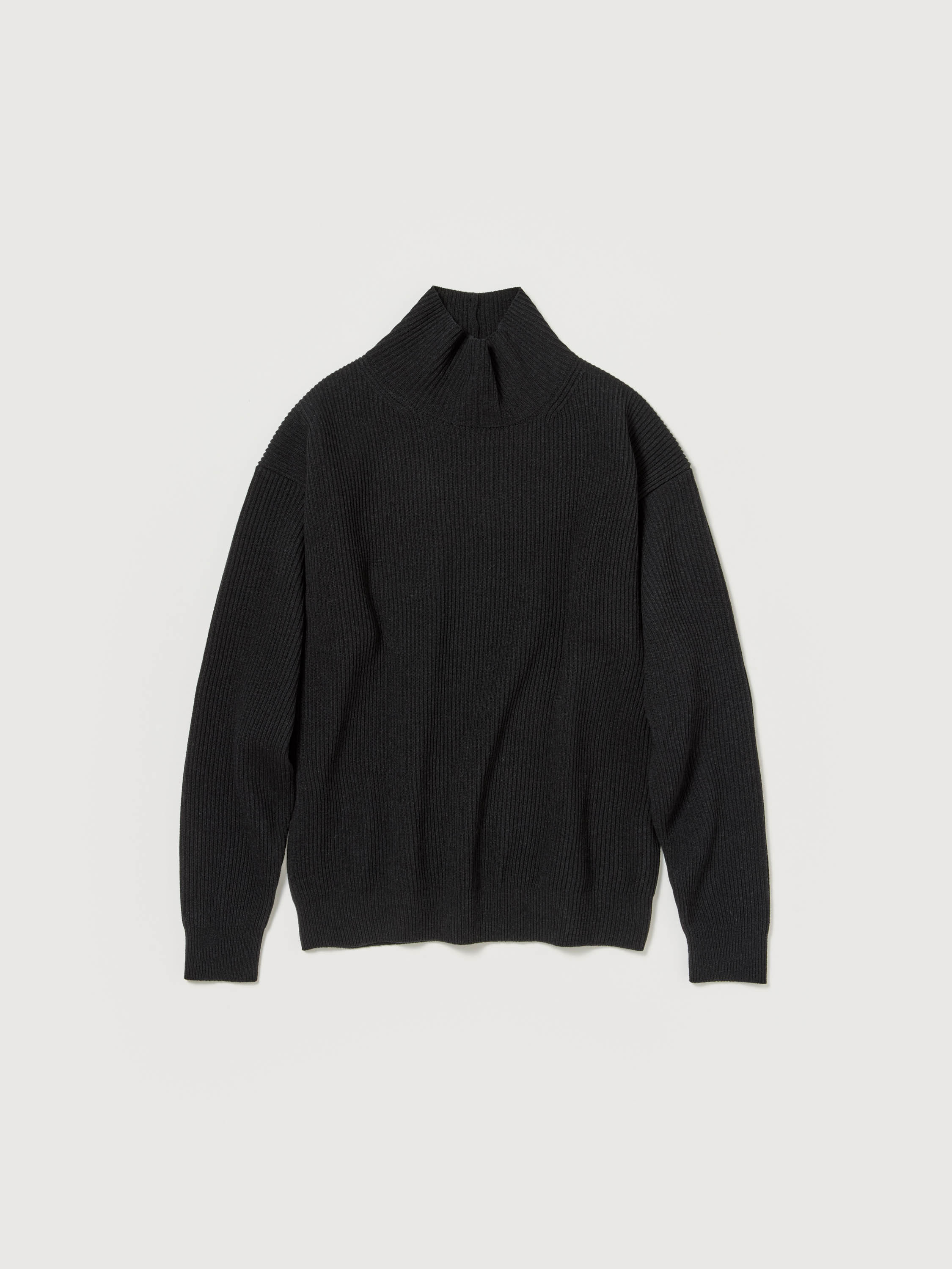 SUPER FINE WOOL RIB KNIT TURTLE 詳細画像 BLACK 4