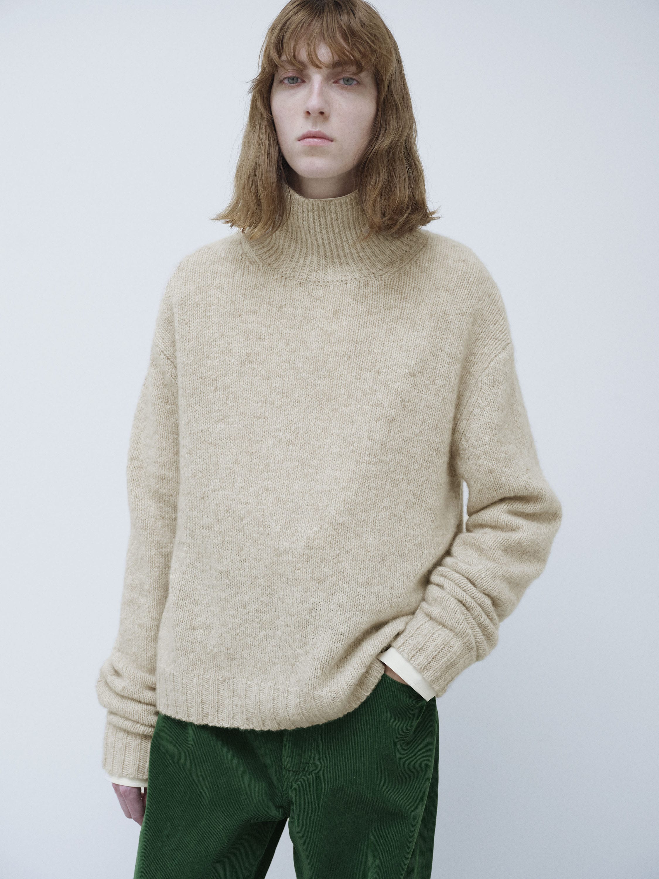 CASHMERE MELANGE KNIT TURTLE 詳細画像 TOP GRAY BEIGE 1