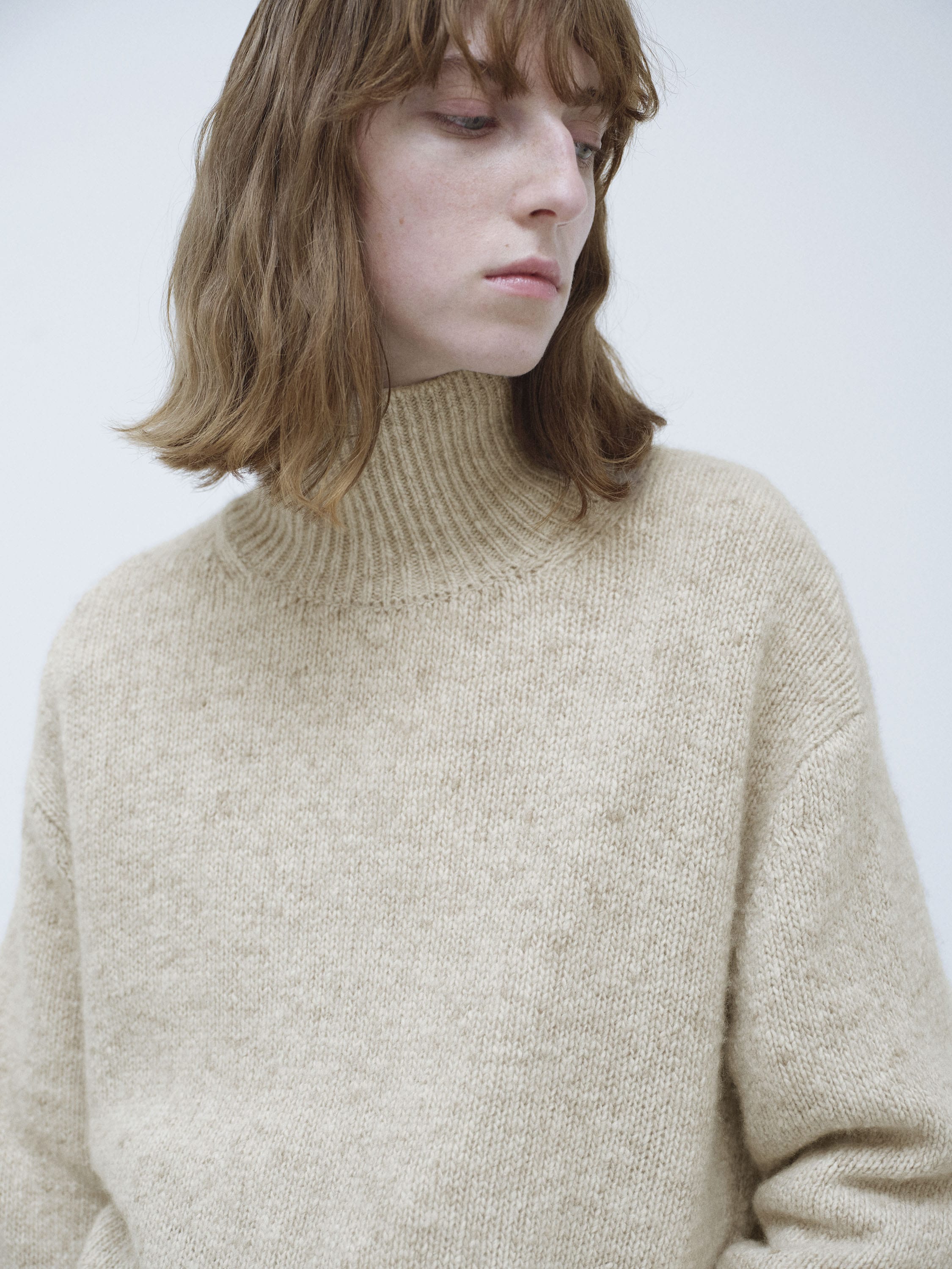 CASHMERE MELANGE KNIT TURTLE 詳細画像 TOP GRAY BEIGE 3