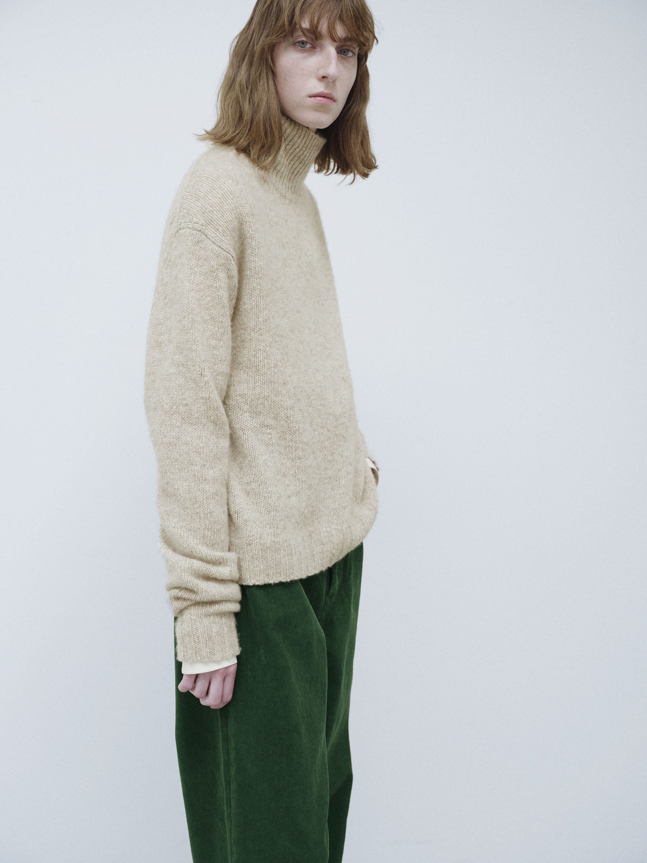 CASHMERE MELANGE KNIT TURTLE 詳細画像 TOP GRAY BEIGE 4