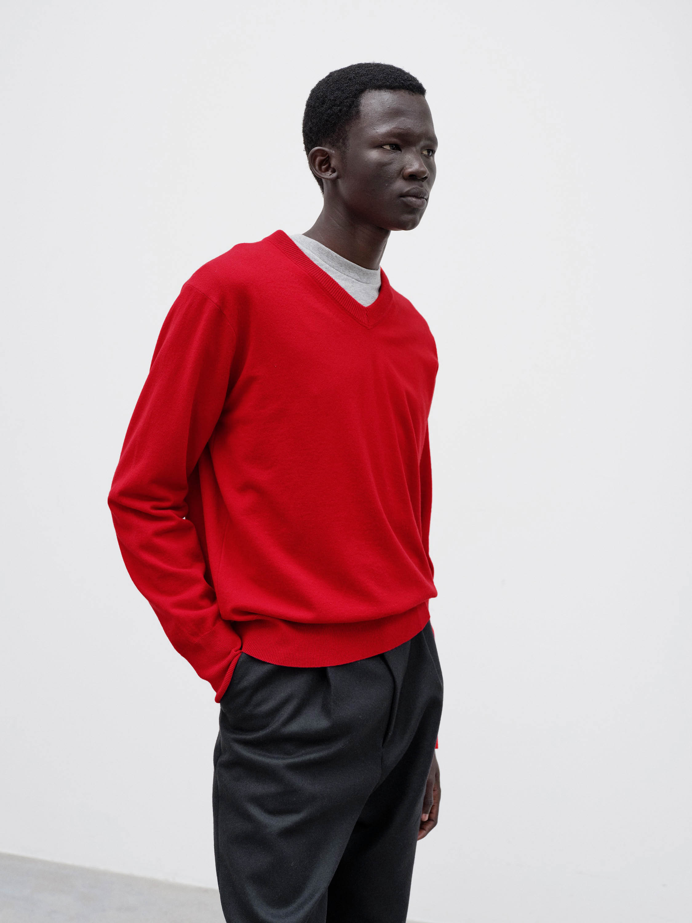 HIGH TWIST WOOL KNIT V-NECK P/O 詳細画像 RED 2