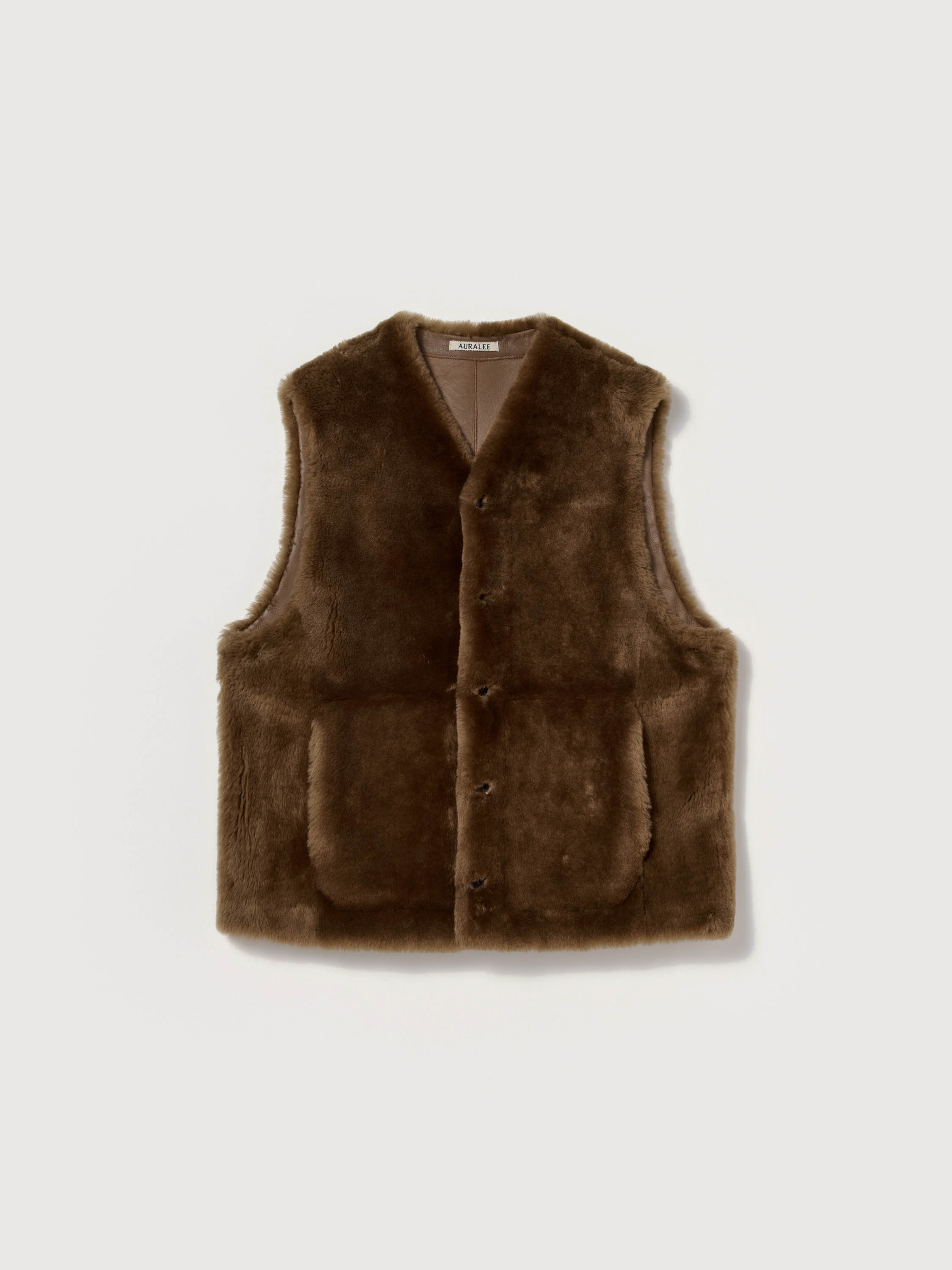 STRAIGHT MERINO MOUTON FUR VEST 詳細画像 BROWN 5