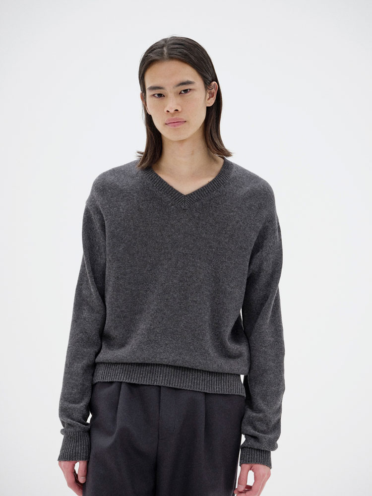 LIGHT CASHMERE KNIT V-NECK P/O